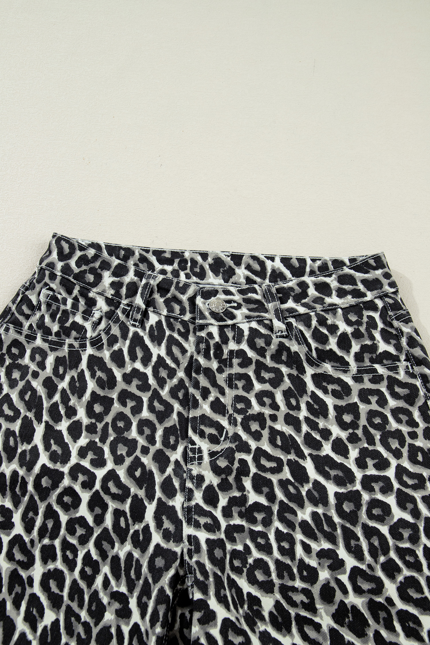 Black Leopard Print Barrel Jeans - loveforevers