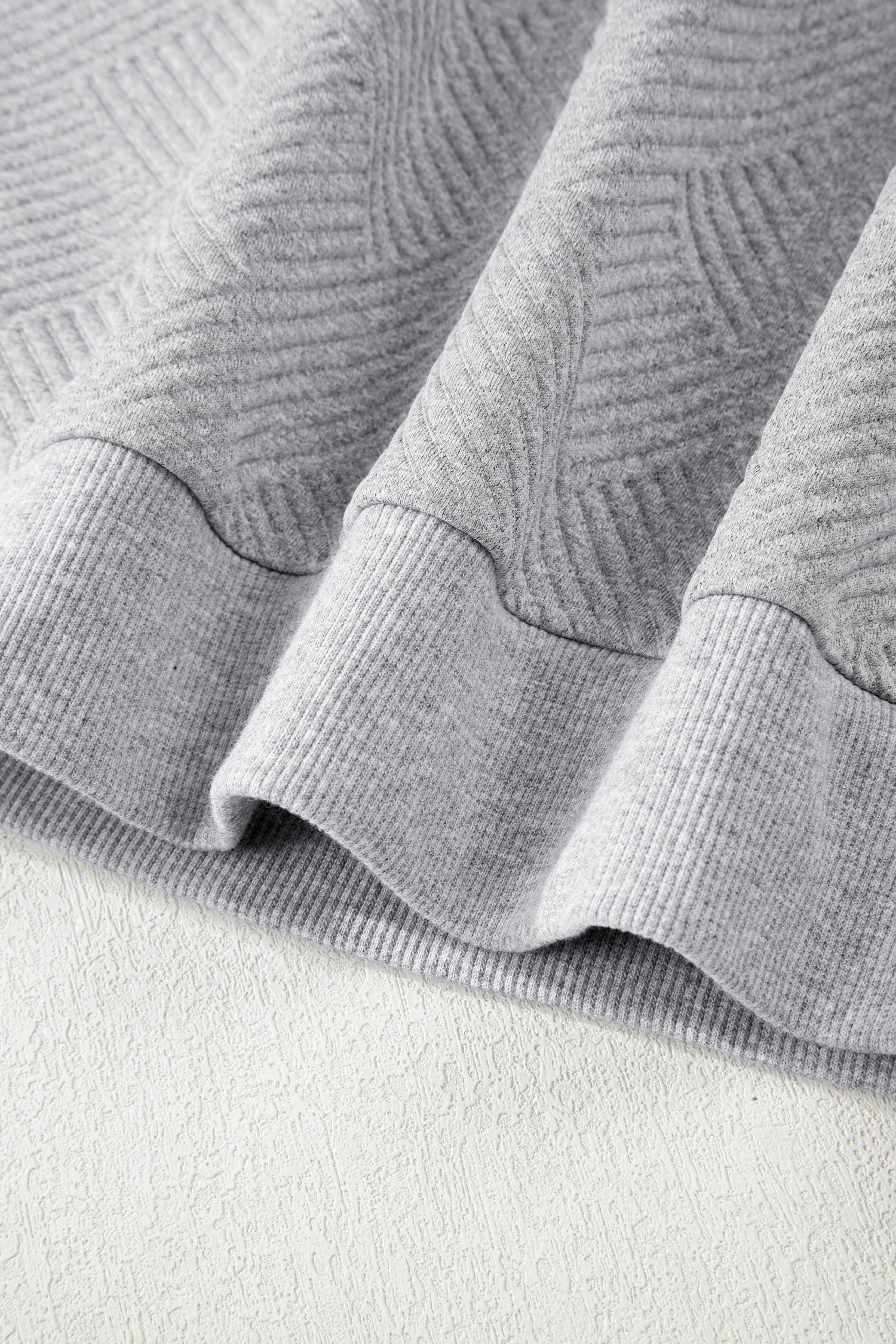 Medium Grey Trendy Textured Half Zip Loose Sweatshirt - loveforevers