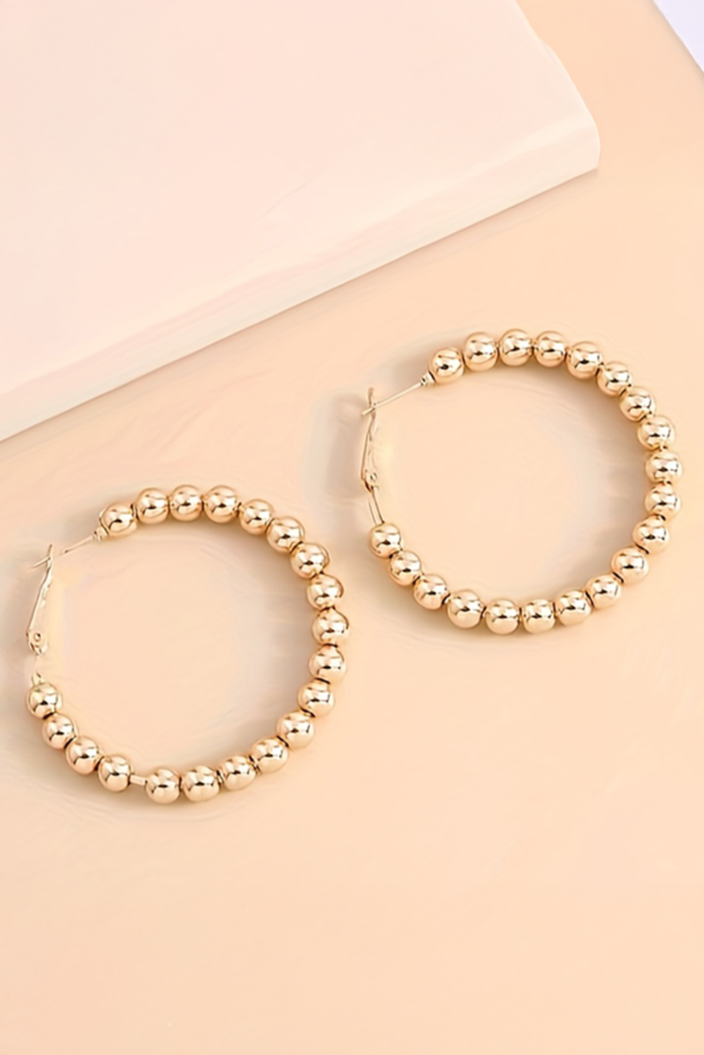 Gold Plated Beads Alloy Hoop Earrings - loveforevers