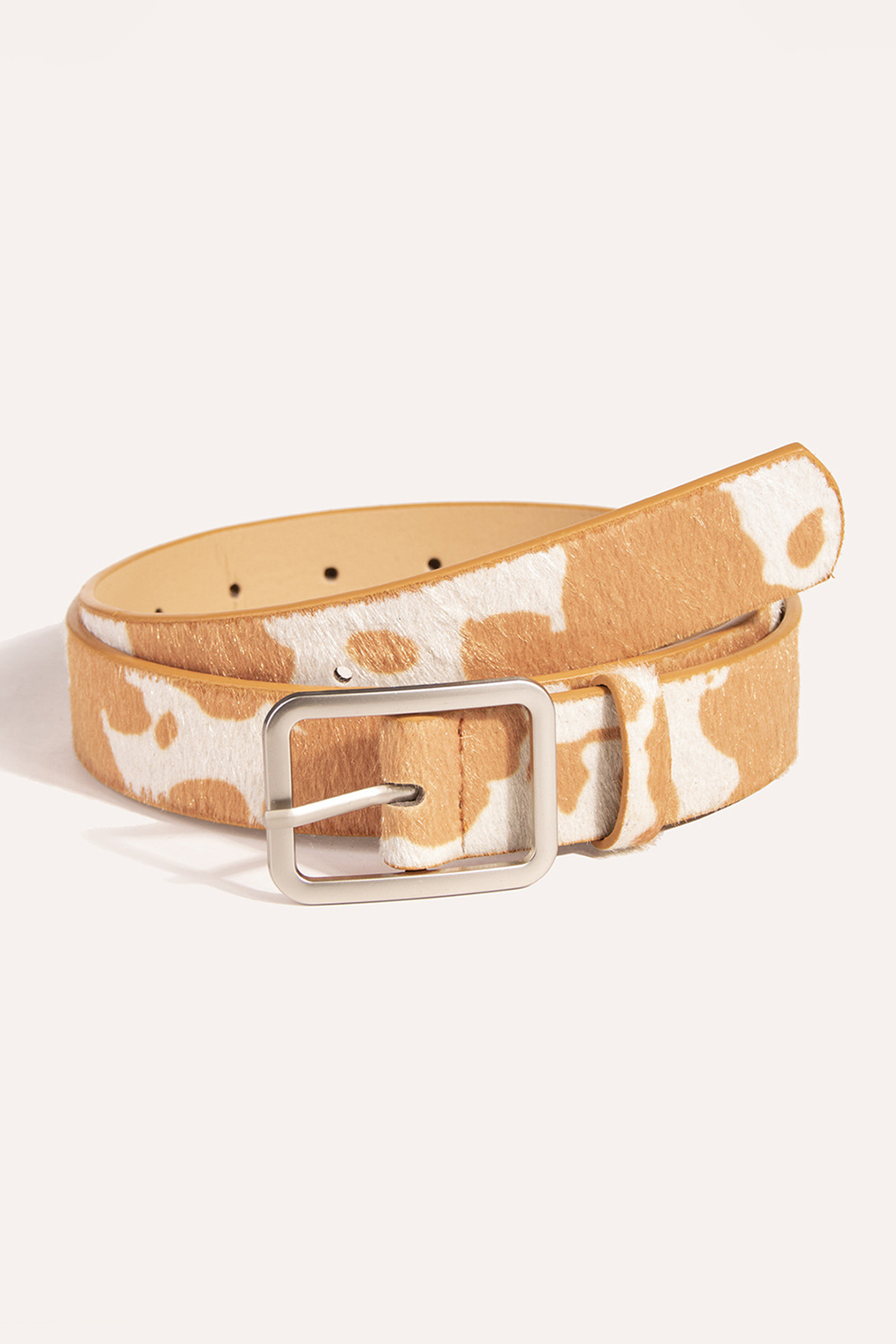 Jurassic Gold Animal Print Calf Hair PU Leather Belt - loveforevers