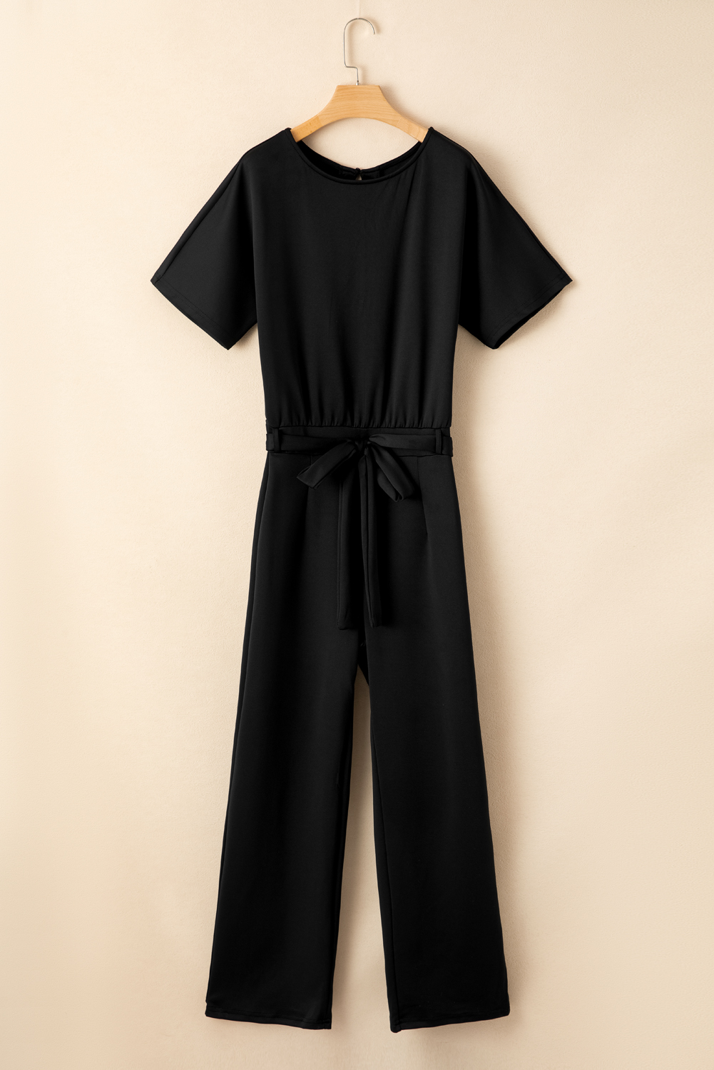 Black Dolman Sleeve Belted Straight Leg Jumpsuit - loveforevers