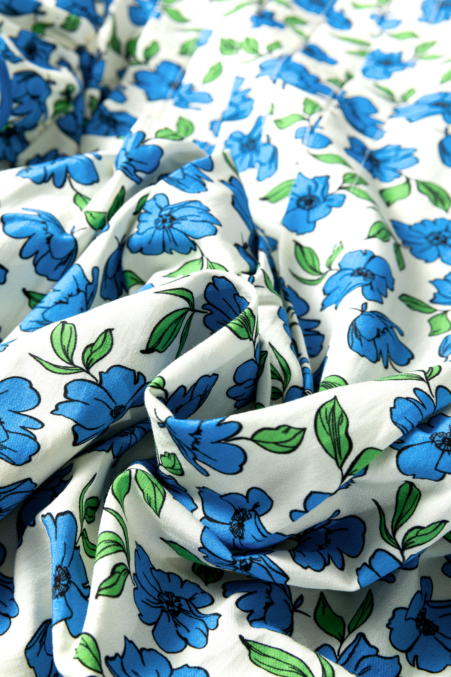Sky Blue Tiered Flutter Sleeve Pleated Flower Blouse - loveforevers