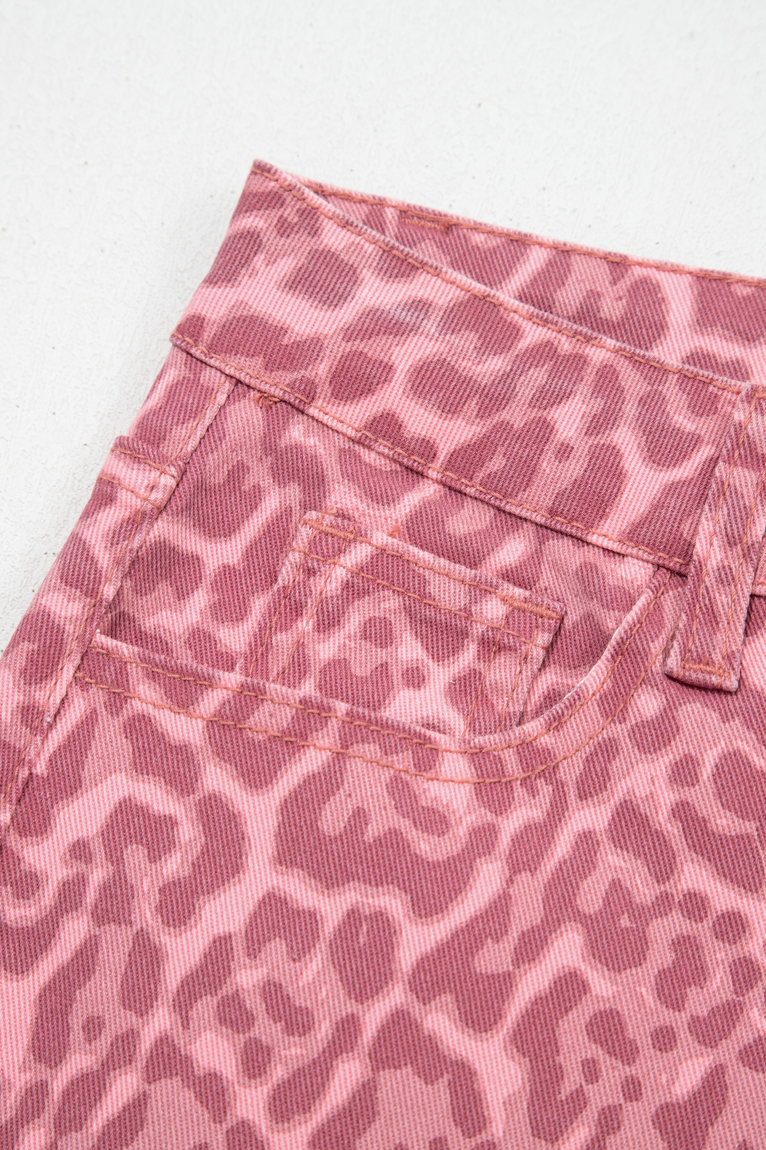 Rose Leopard Frayed Edge Wide Leg High Waist Jeans - loveforevers