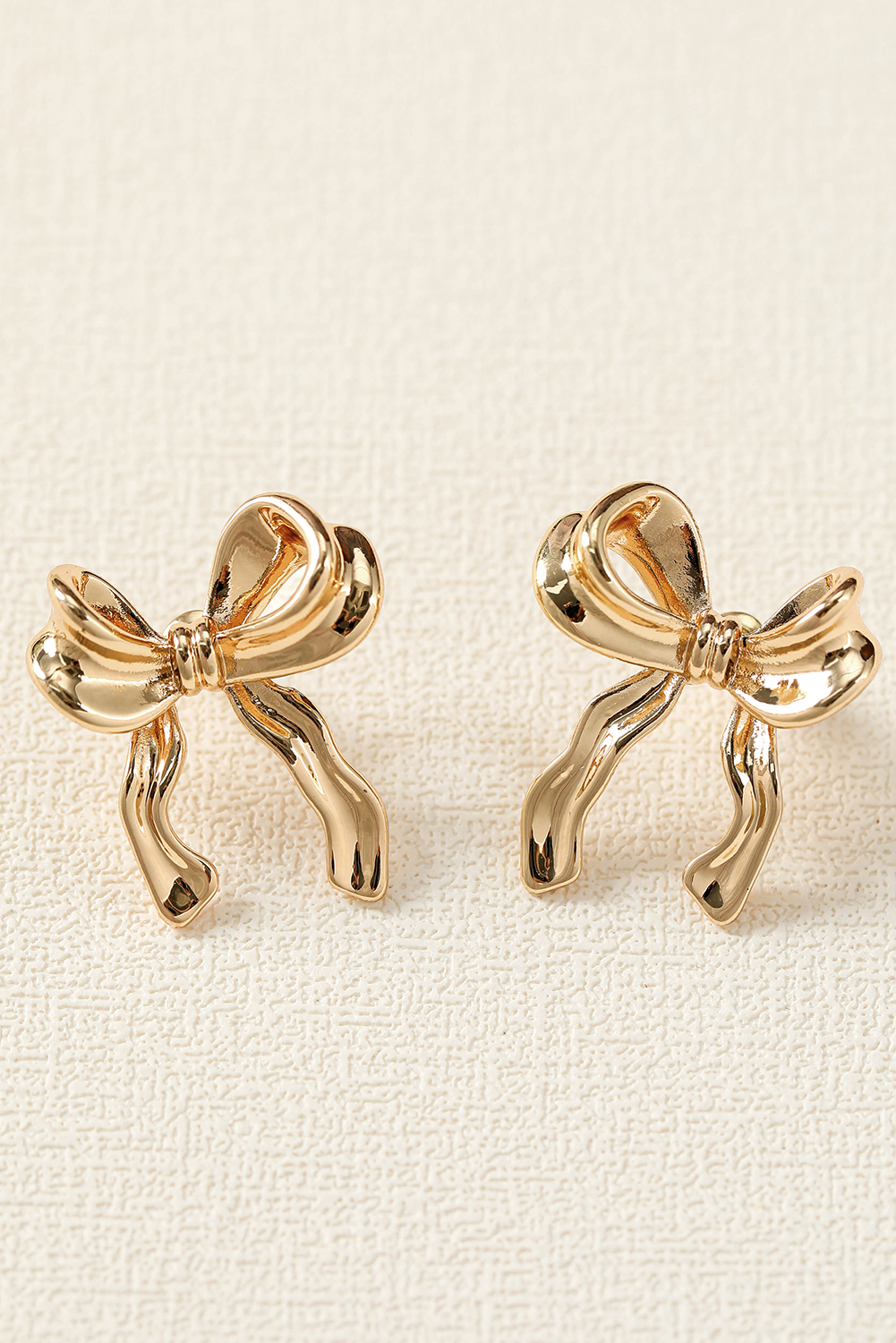Gold Elegant Bow Design Plated Studded Earrings - loveforevers