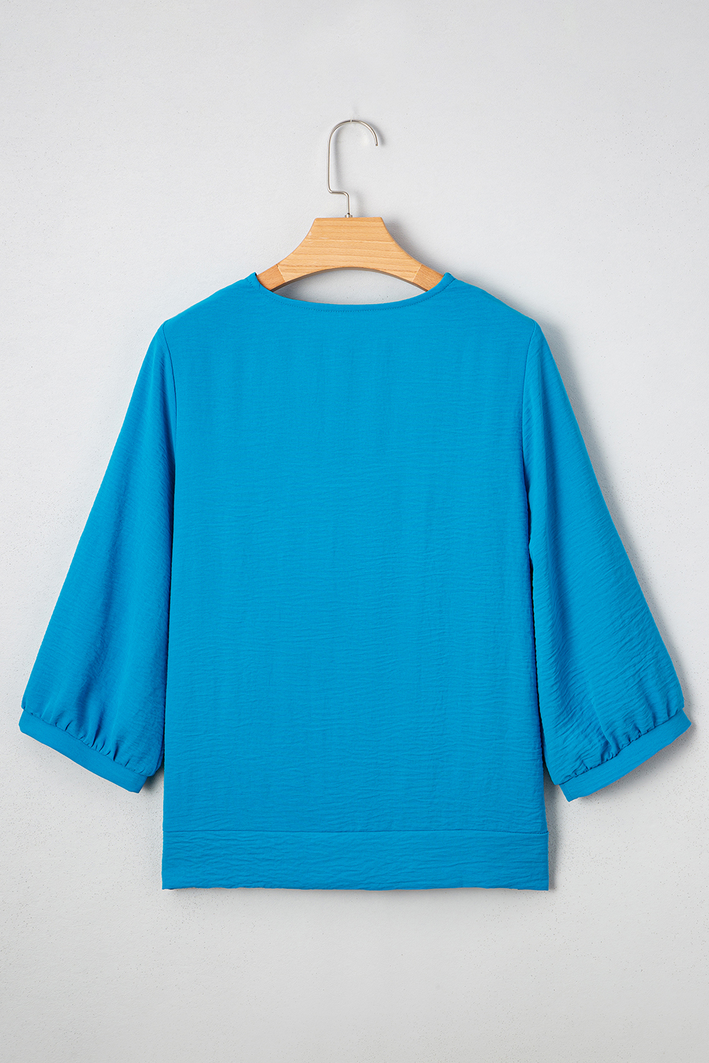 Sky Blue Frilled V Neck Bracelet Sleeve Shift Mini Dress - loveforevers