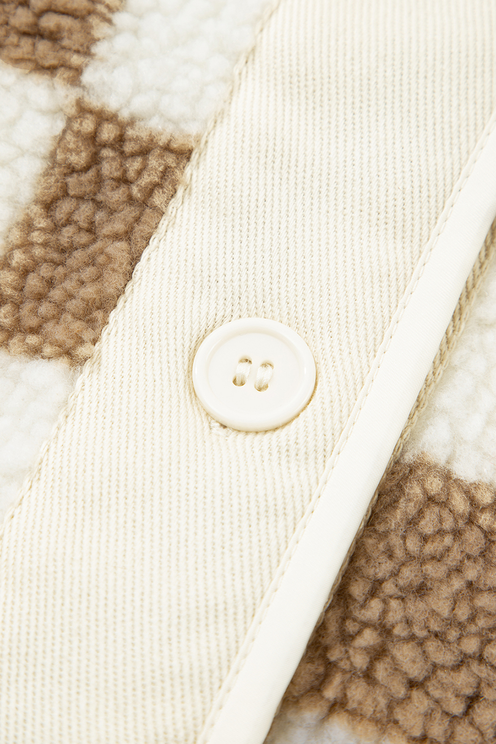 Brown Checkered Sherpa Buttoned Front Chunky Jacket - loveforevers