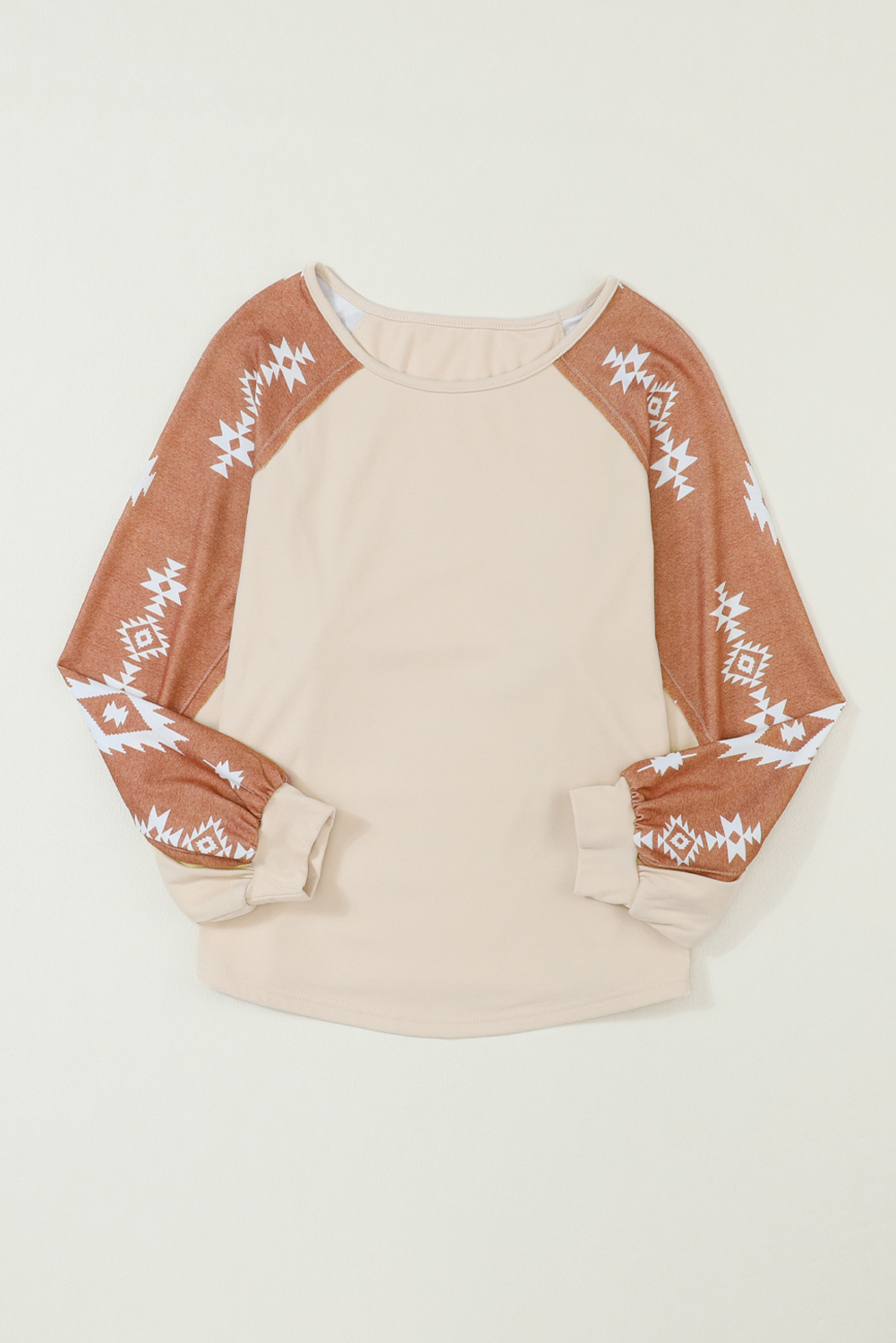 Apricot Western Print Patch Long Sleeve Top - loveforevers
