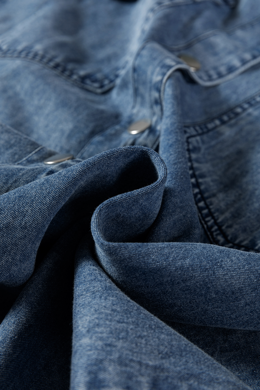 Blue Beau Chest Pocket Raw Hem Denim Loose Shirt Dress - loveforevers