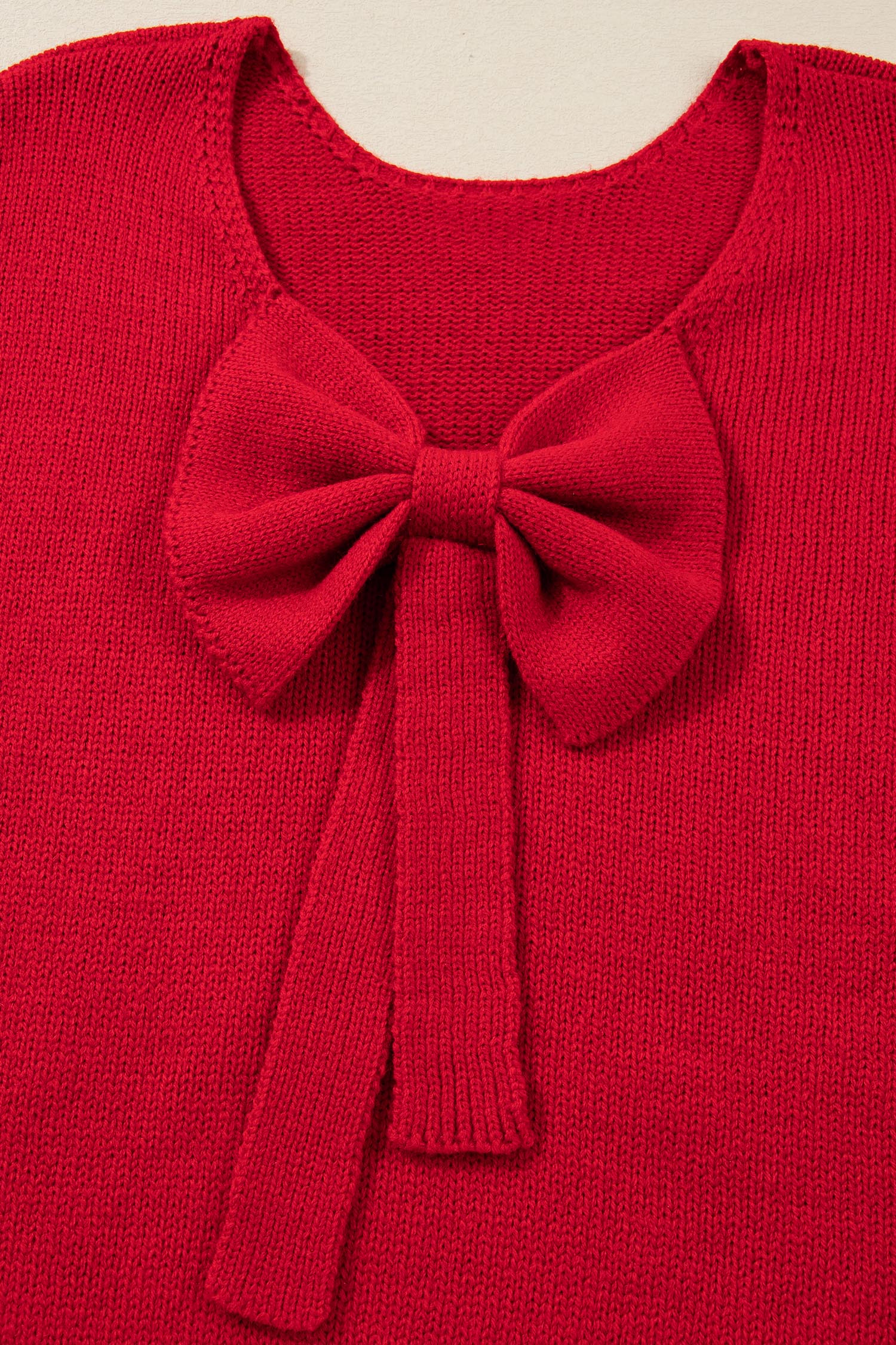 Bonbon Festive Bow Backless Bubble Sleeve Sweater - loveforevers