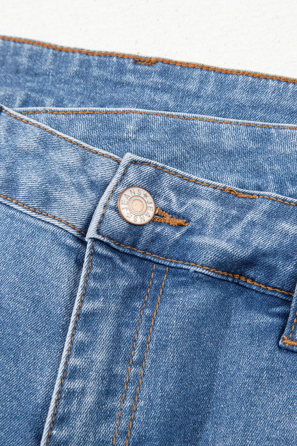 Blue Mid Rise Asymmetrical Waist Wide Leg Jeans - loveforevers