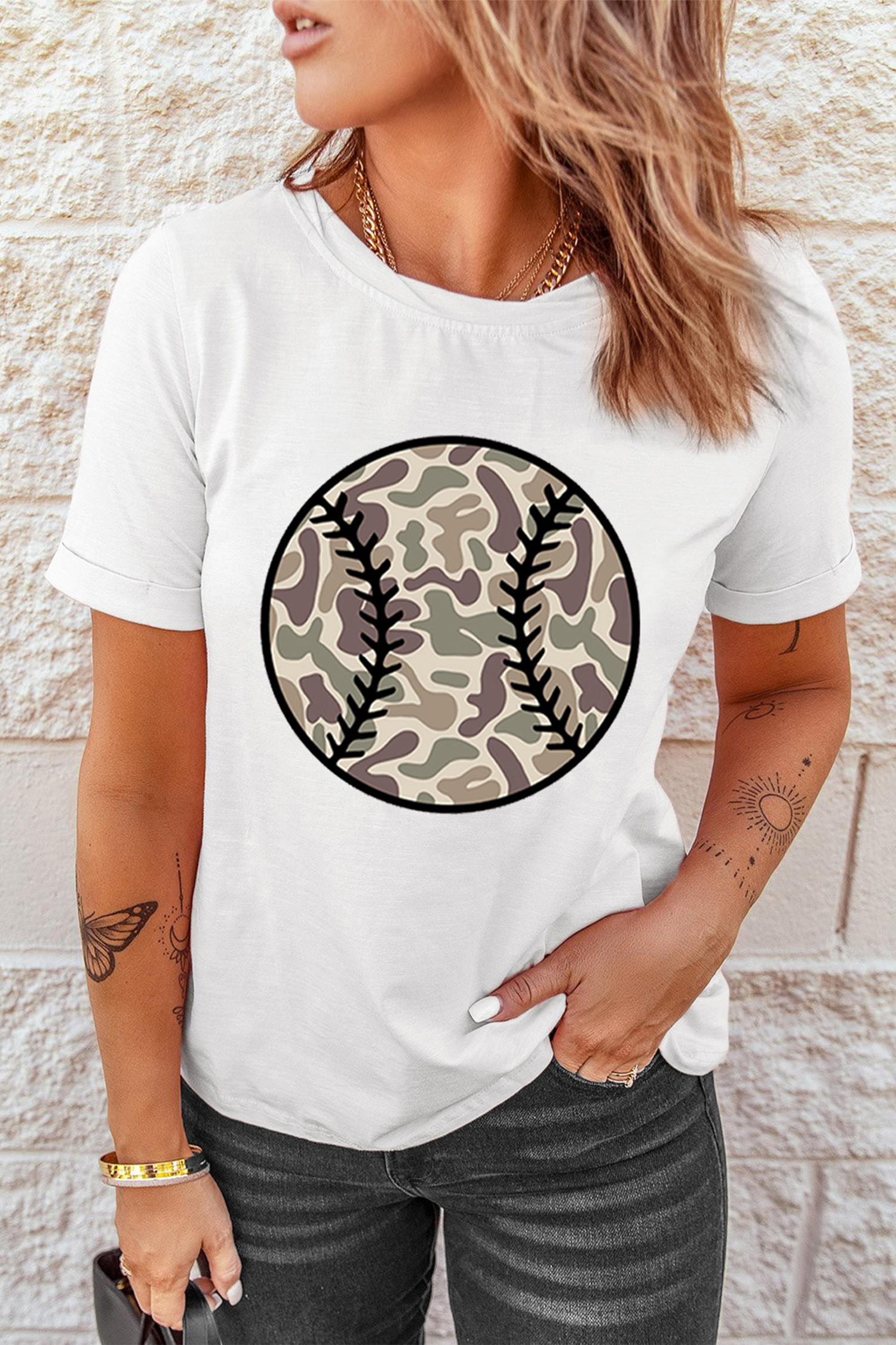 Pink Camouflage Baseball Dropped Shoulder Sweatshirt - loveforevers