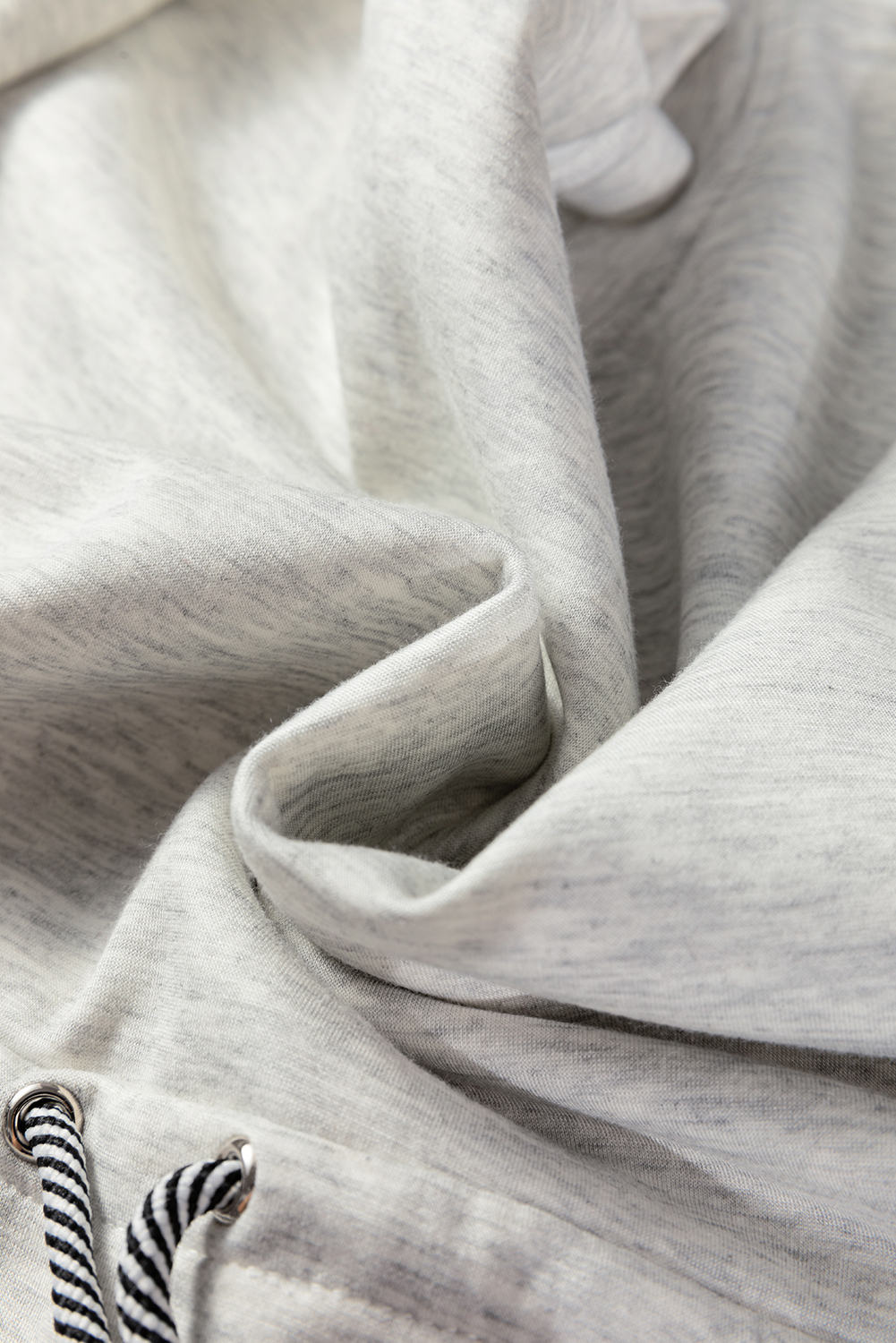 Light Grey Drawstring Waist Tunic Solid Sweatshirt - loveforevers