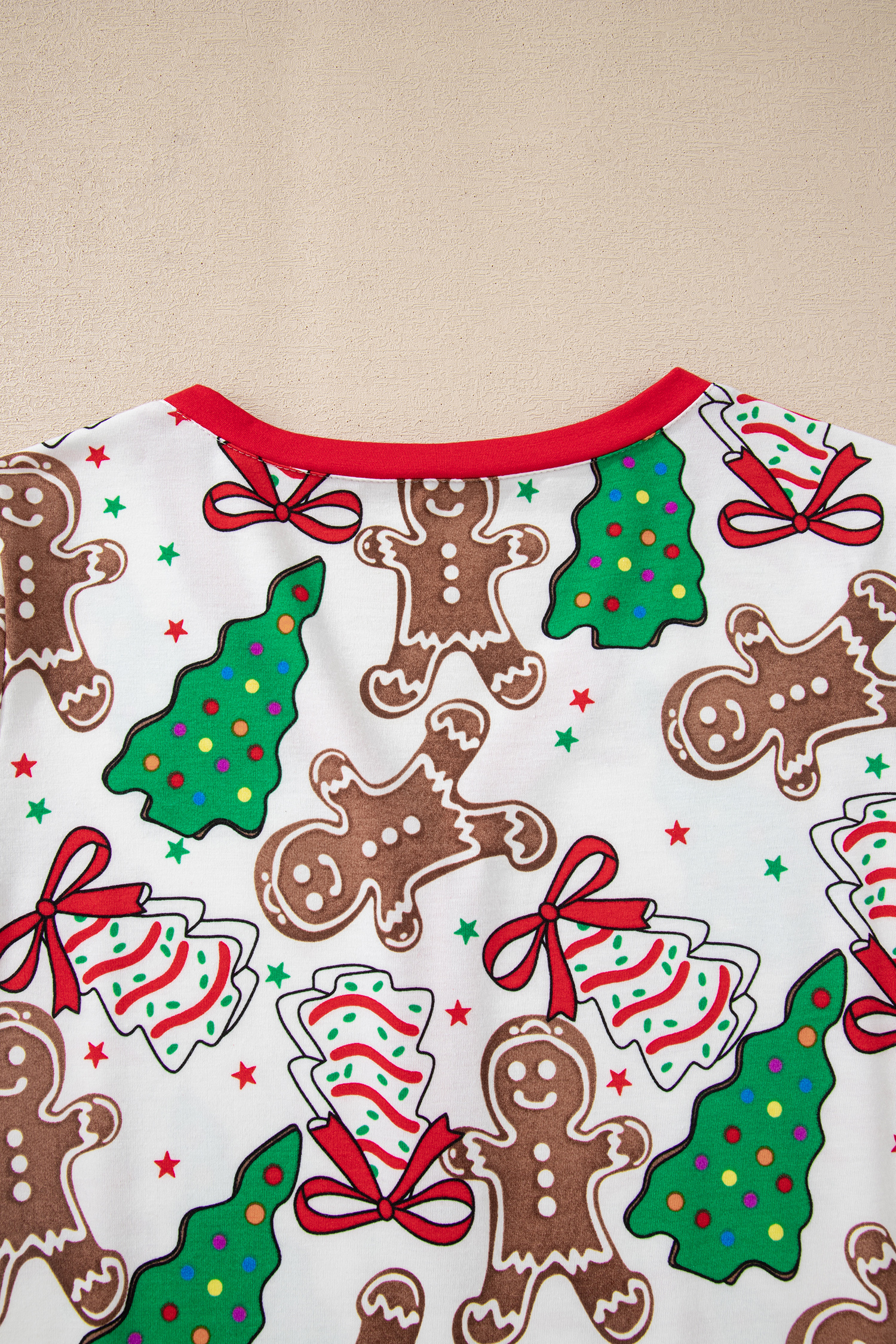 White Christmas Pattern Button V Neck Pullover Drawstring Pants 2pcs Lounge Set - loveforevers