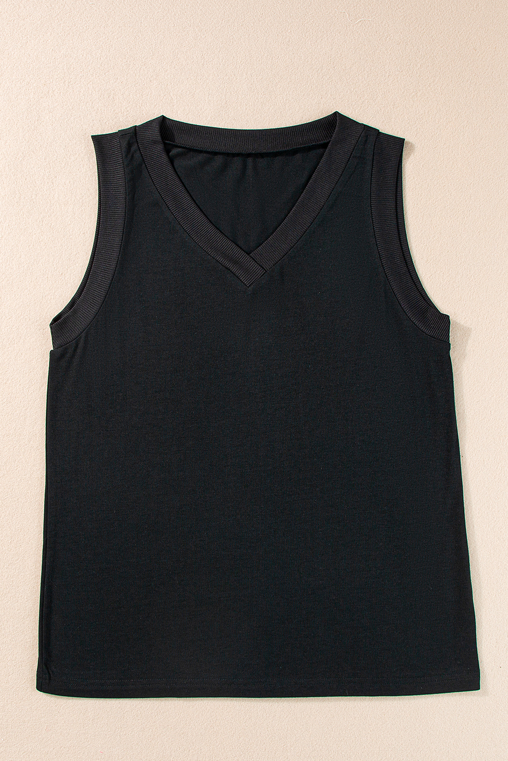 Black Ribbed V Neck Tank - loveforevers
