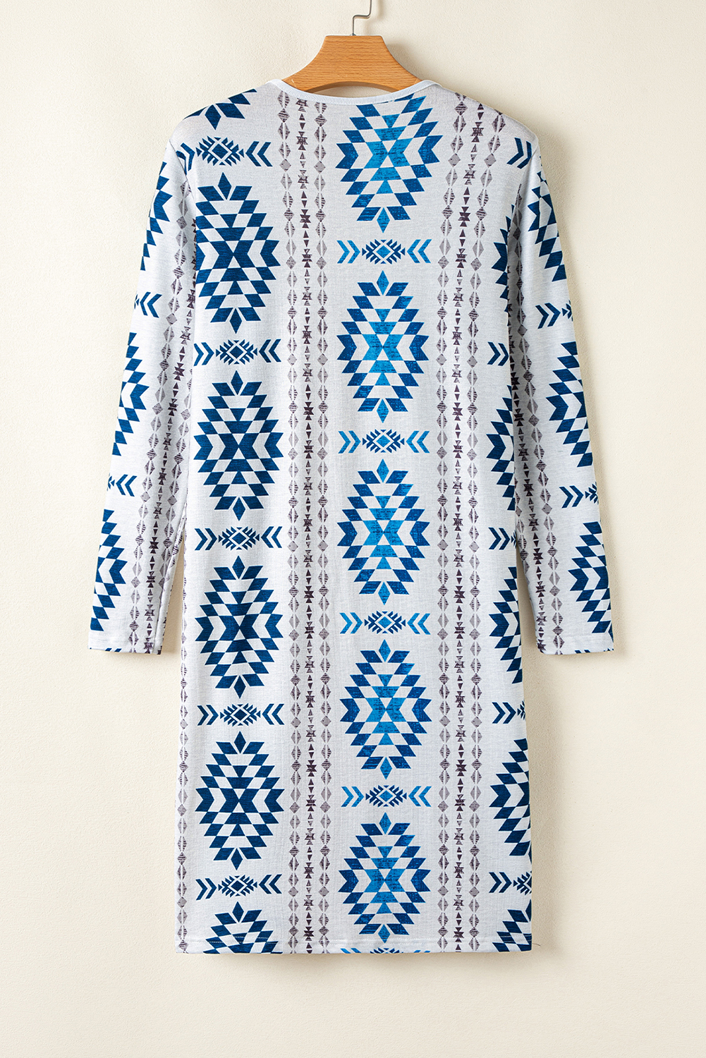 Brown Western Aztec Printed Open Front Long Cardigan - loveforevers