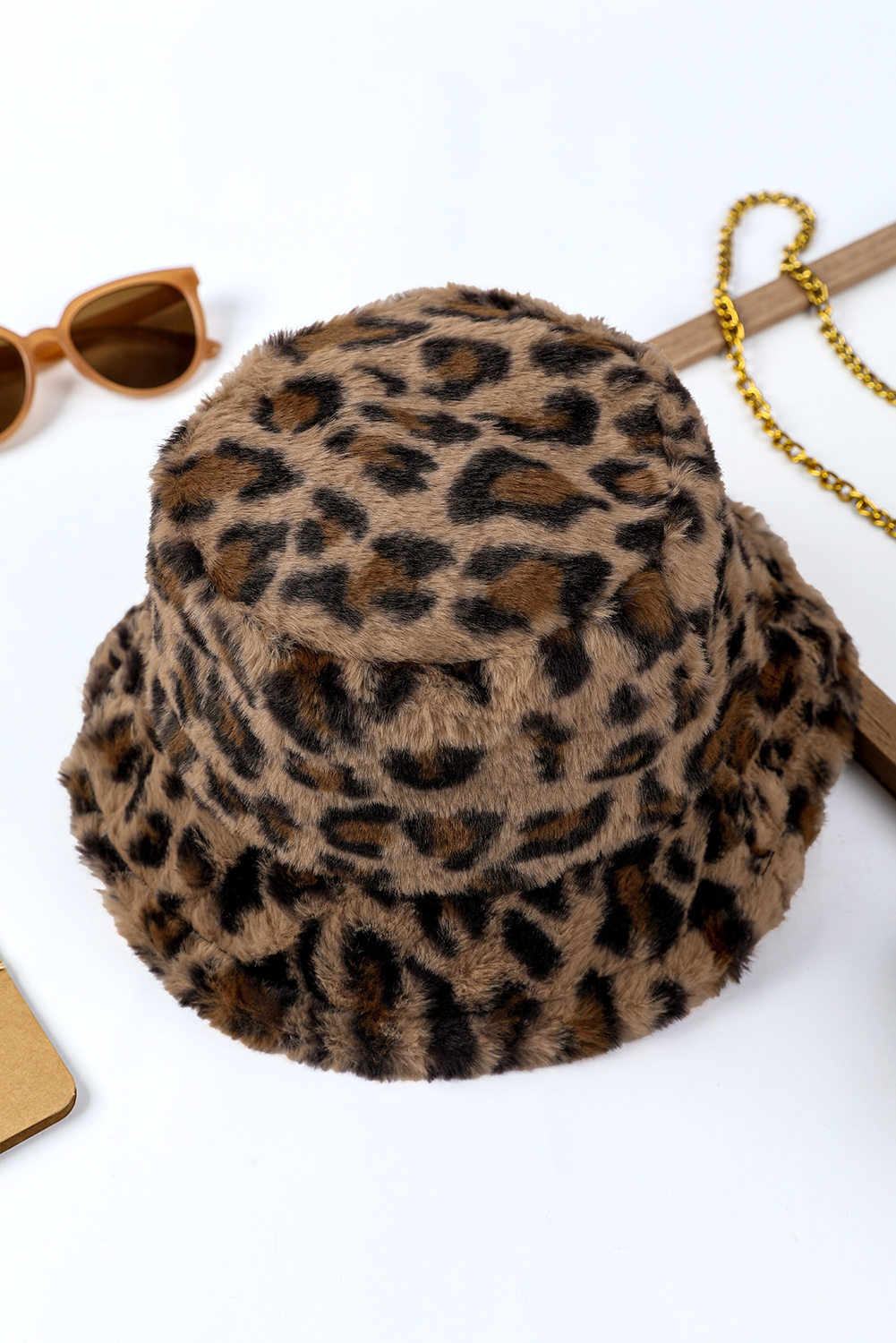 Thai Curry Leopard Plush Wide Brim Winter Fishman Hat - loveforevers