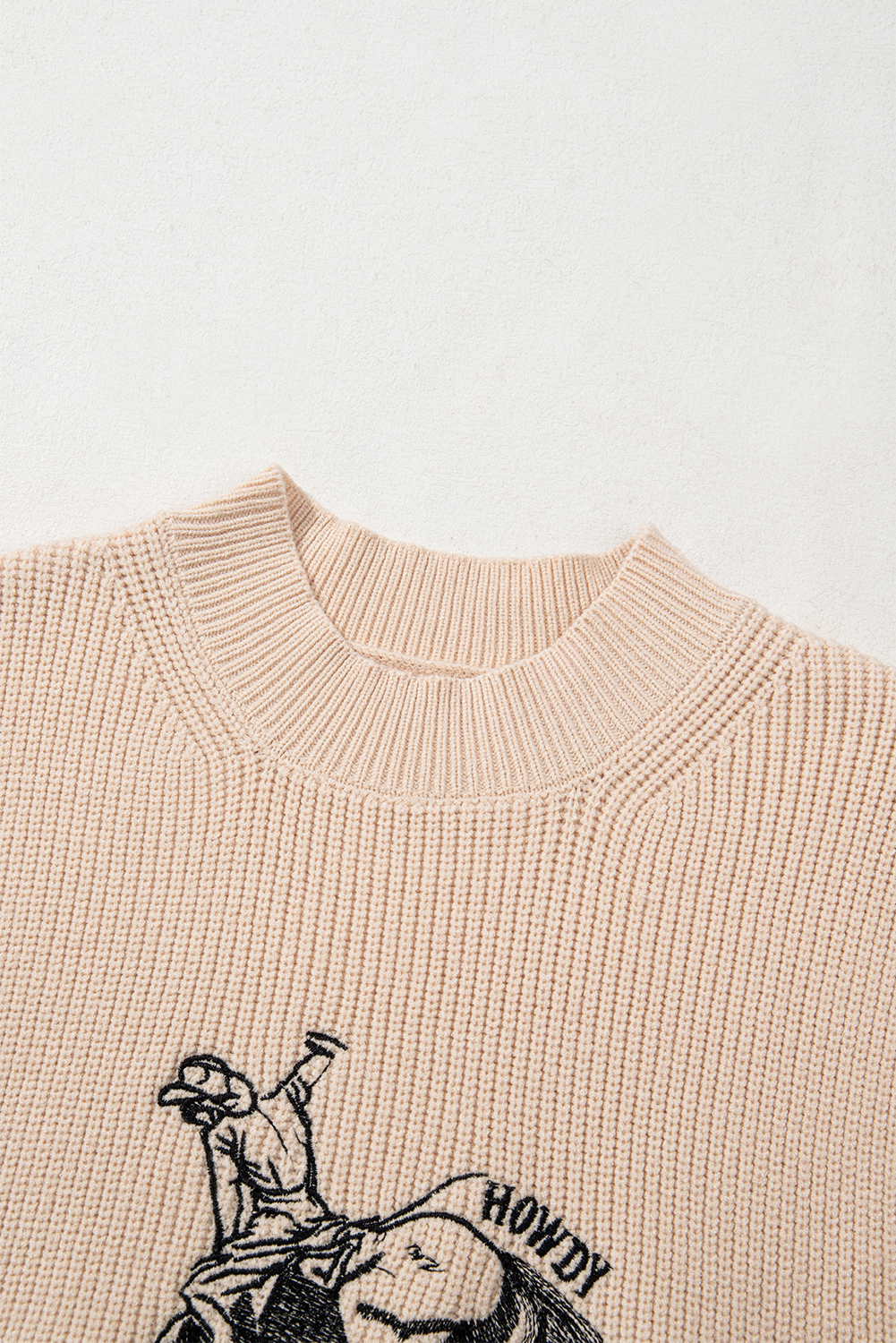 Black Western Cowboy Embroidery Round Neck Sleeveless Sweater - loveforevers