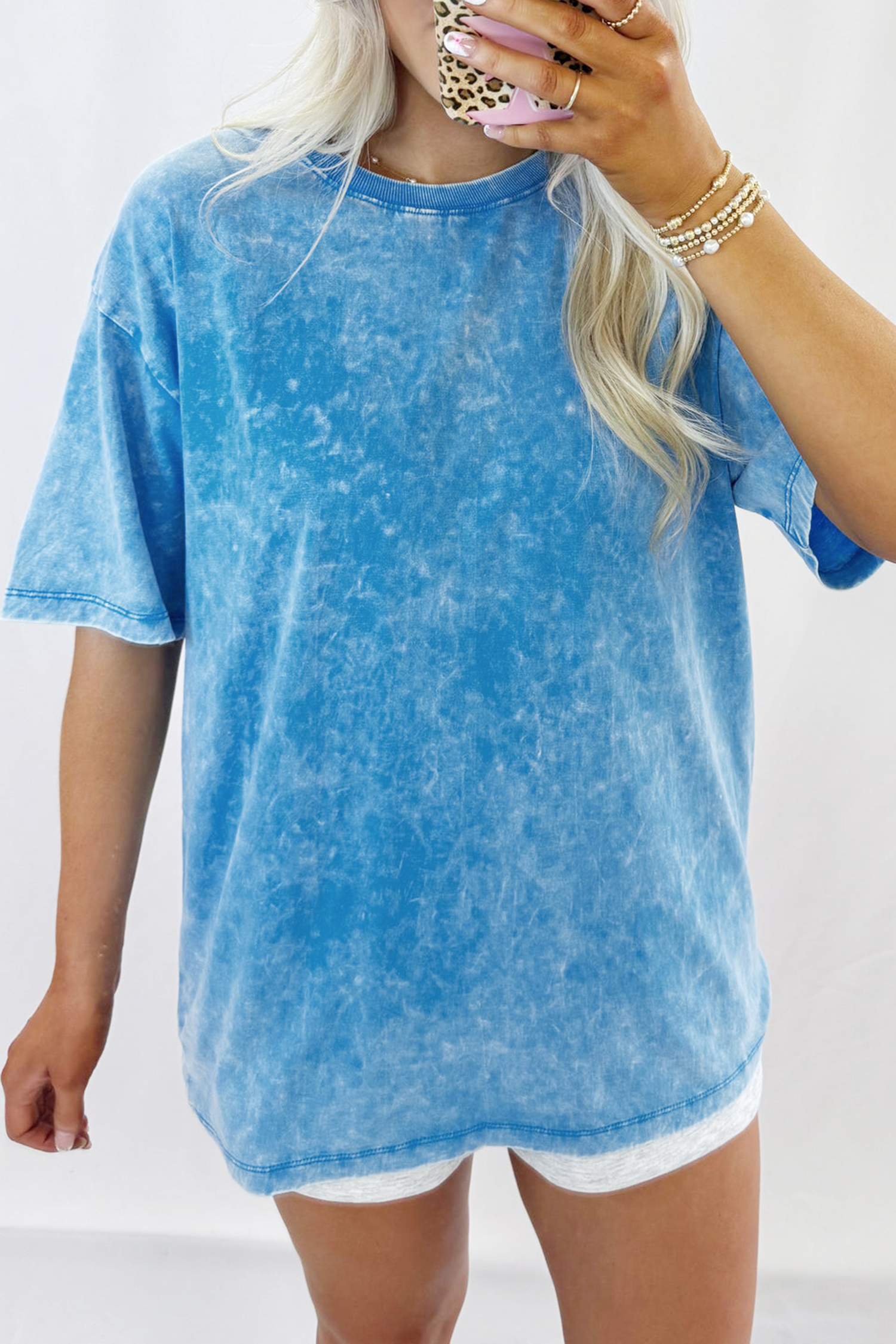 Blue Mineral Washed Oversized Tee - loveforevers