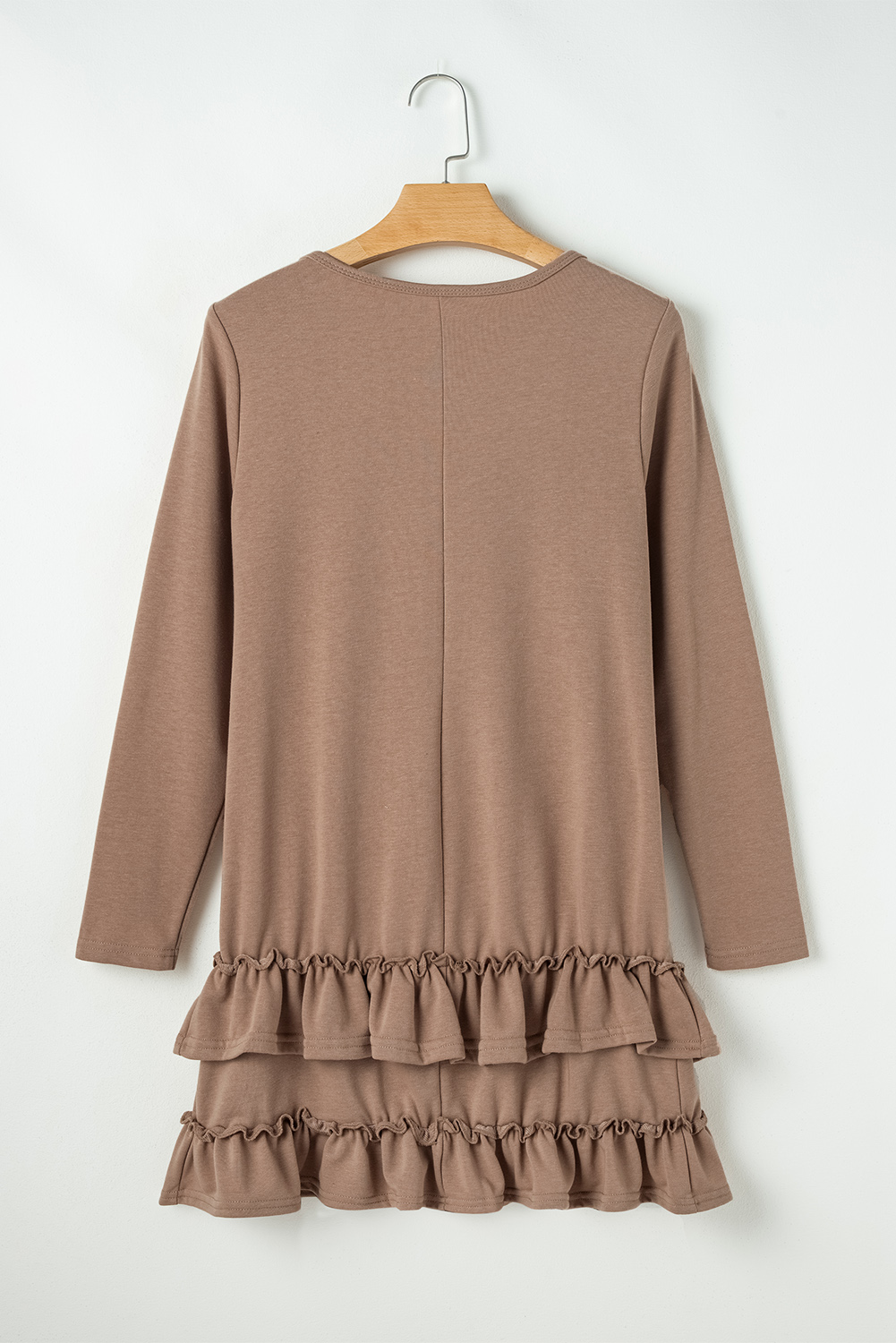 Goat Scoop Neck Tiered Ruffled Hem Long Sleeve Mini Dress - loveforevers