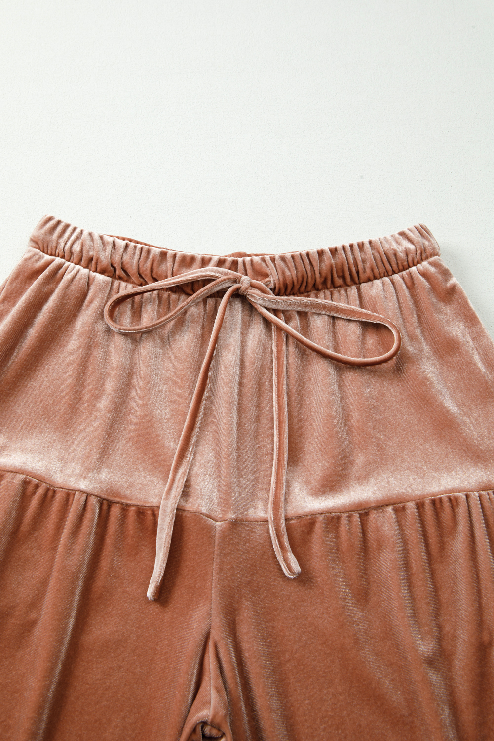 Straw Yellow Mineral Wash Lace-up High Waist Tiered Bell Bottom Pants - loveforevers