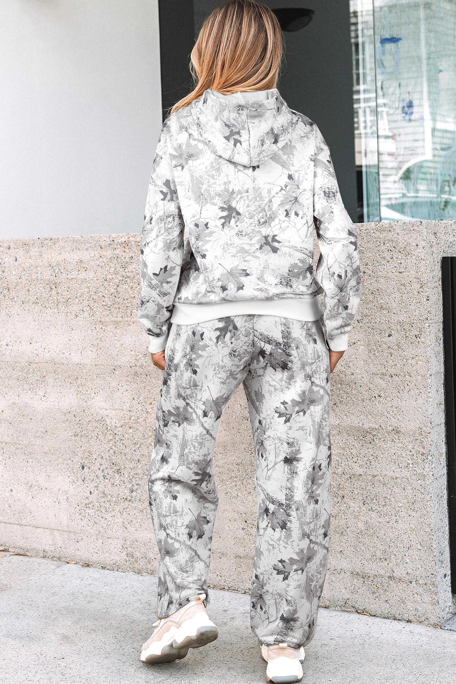 Beige Camo Print Baggy Drawstring Jogger Sweatpants - loveforevers