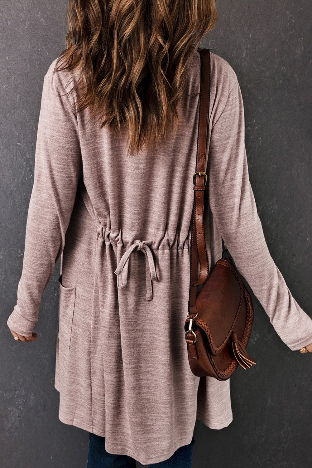Pink Tunic Back Open Front Cardigan with Pockets - loveforevers