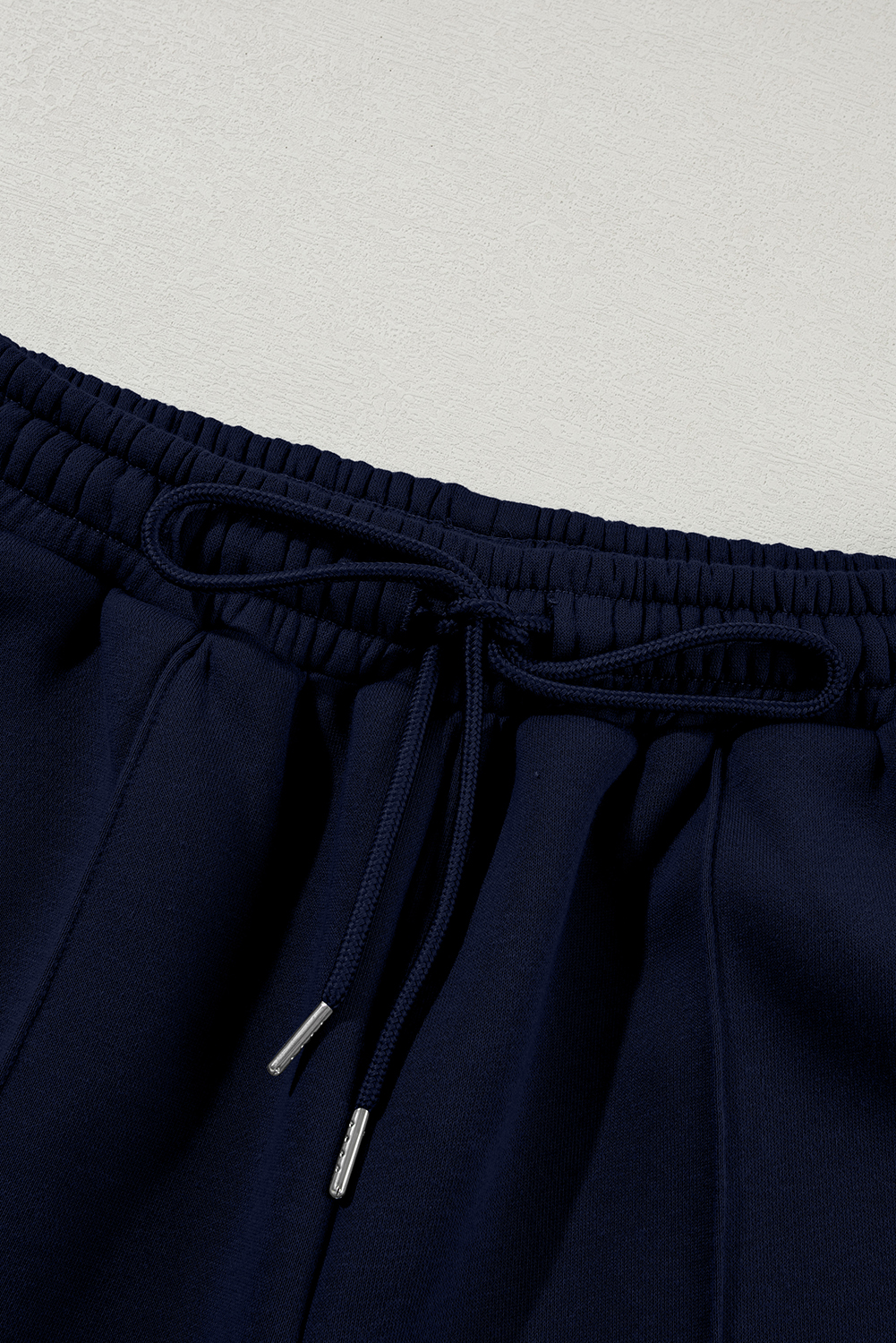 Navy Blue Drop Shoulder Zip Up Jacket Drawstring Pants Active 2pcs Set - loveforevers