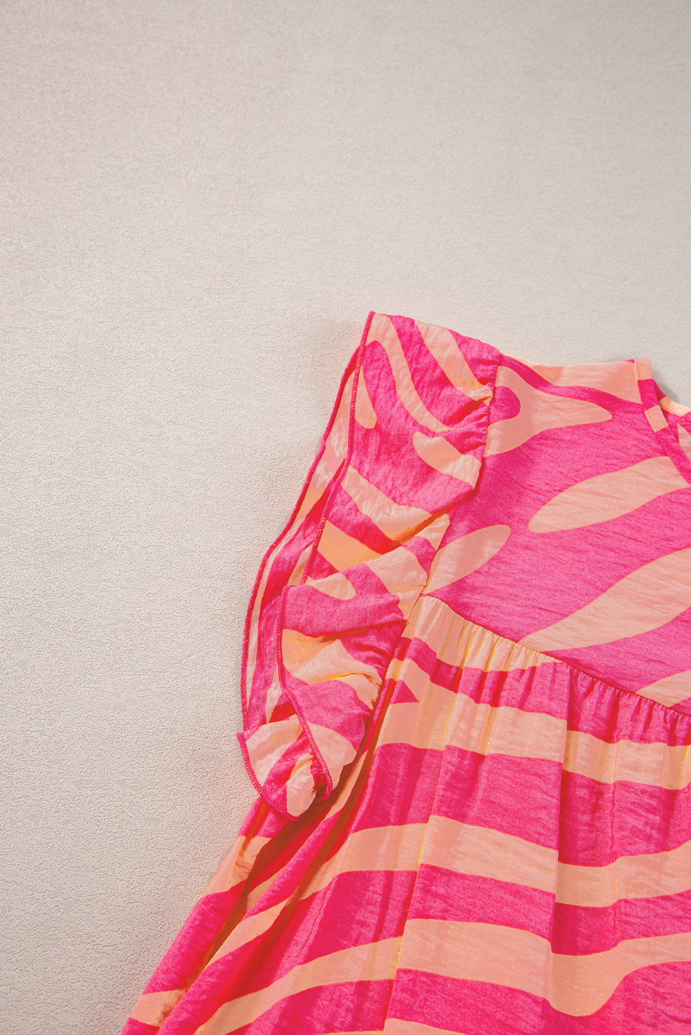 Pink Zebra Stripe Printed Ruffle Trim Pocketed Dress - loveforevers