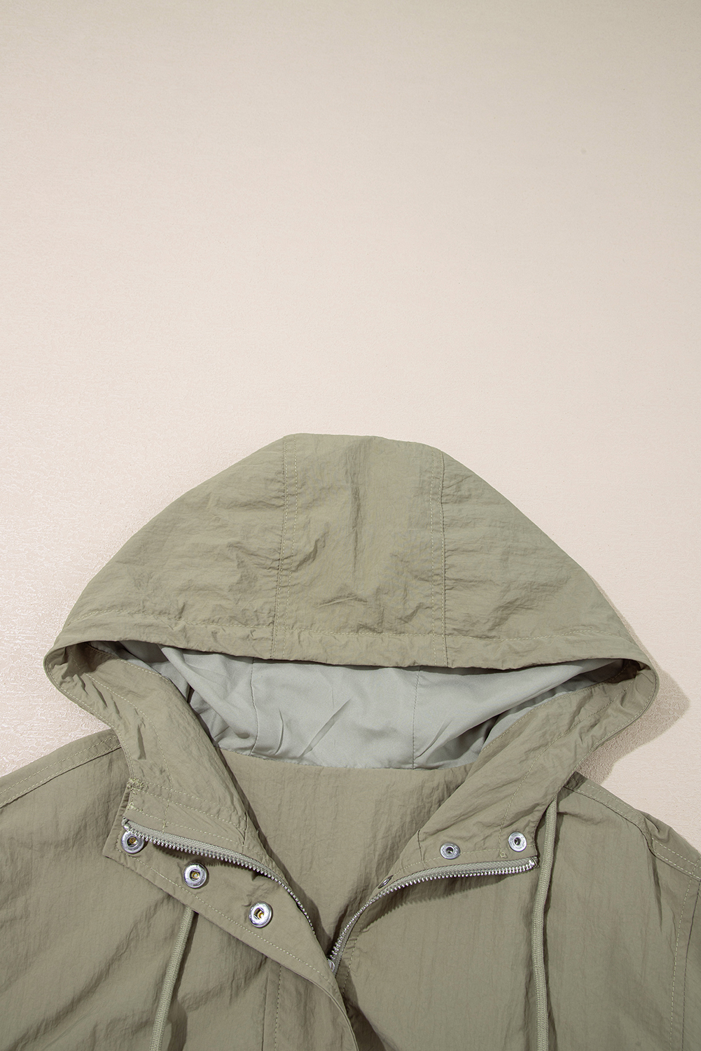 Laurel Green Zipped Pocket Cropped Hooded Utility Jacket - loveforevers