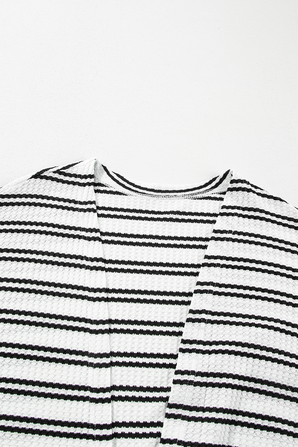 Black Stripe Print Open Front Duster Cardigan - loveforevers