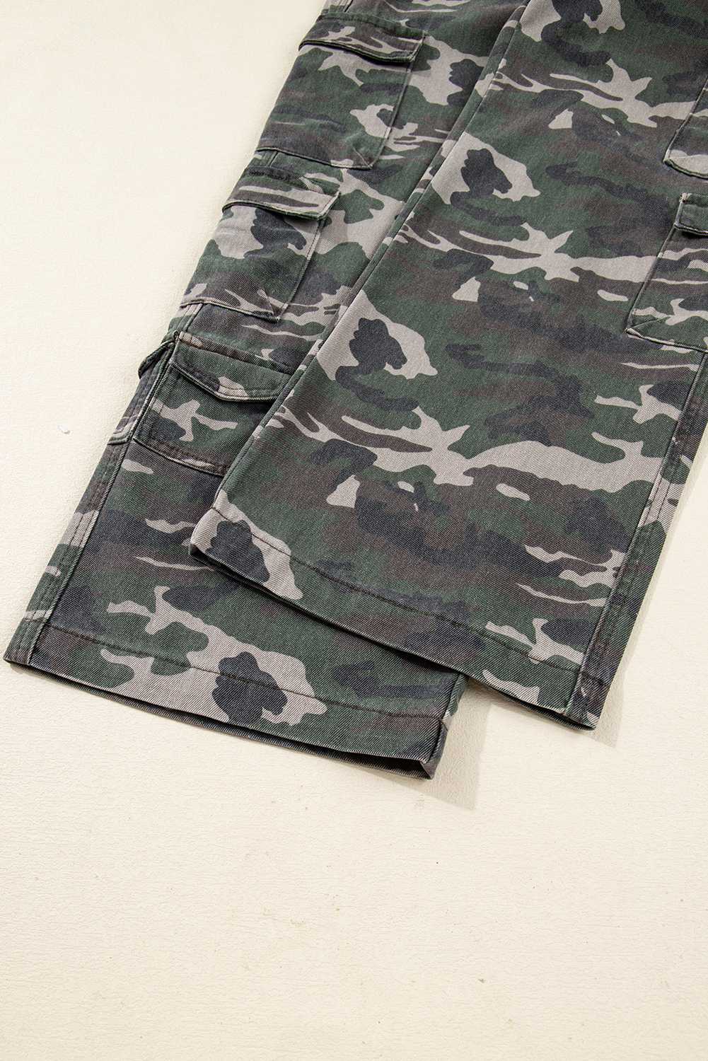 Green Camo Denim Cargo Wide Leg Pants - loveforevers