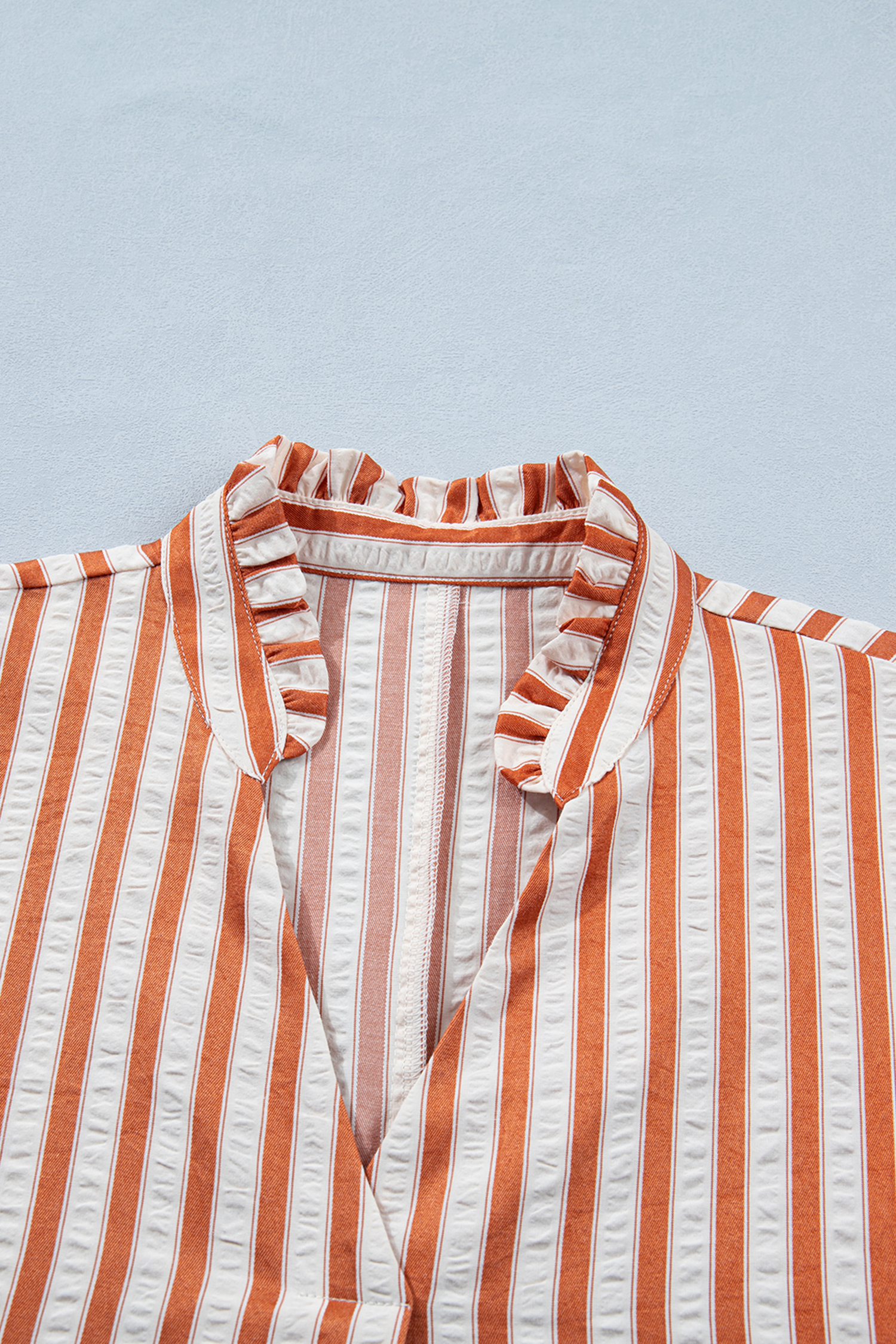 Brown Stripe Pinched V Neck Turn-up Cuffs Shift Mini Dress - loveforevers