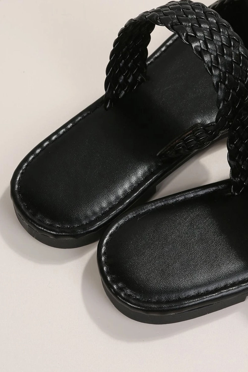 Chestnut Braided Double Band Leathered Flat Slippers - loveforevers