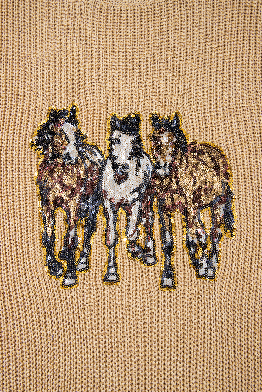 Black Western Cowboy Embroidery Round Neck Sleeveless Sweater - loveforevers