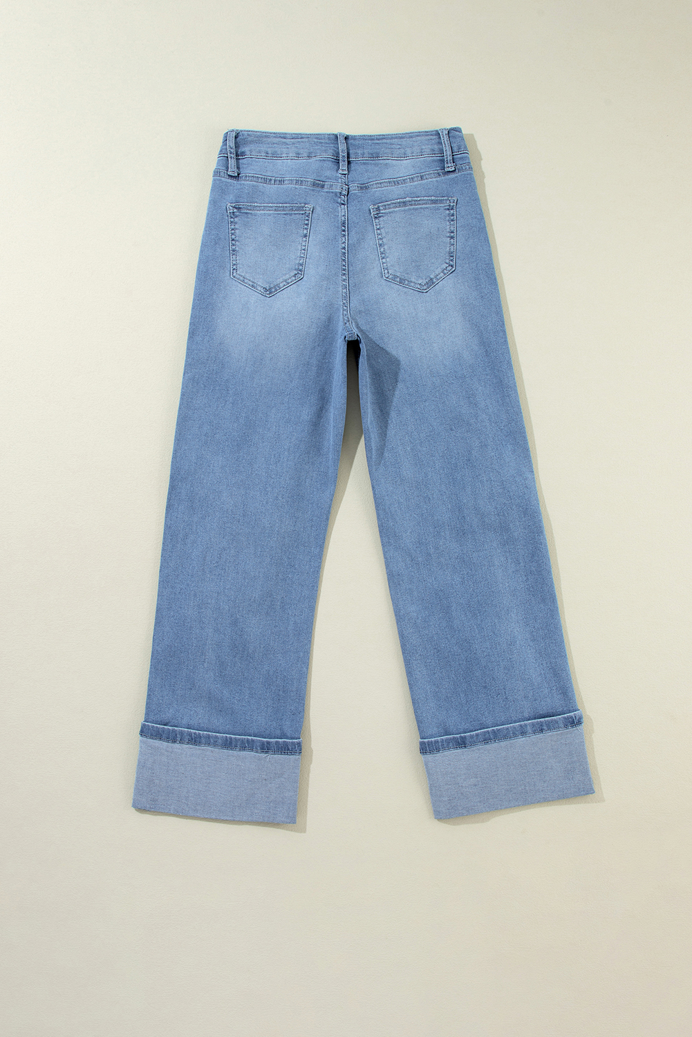 Dusk Blue High Rise Asymmetric Button Zip Fly Ripped Jeans - loveforevers