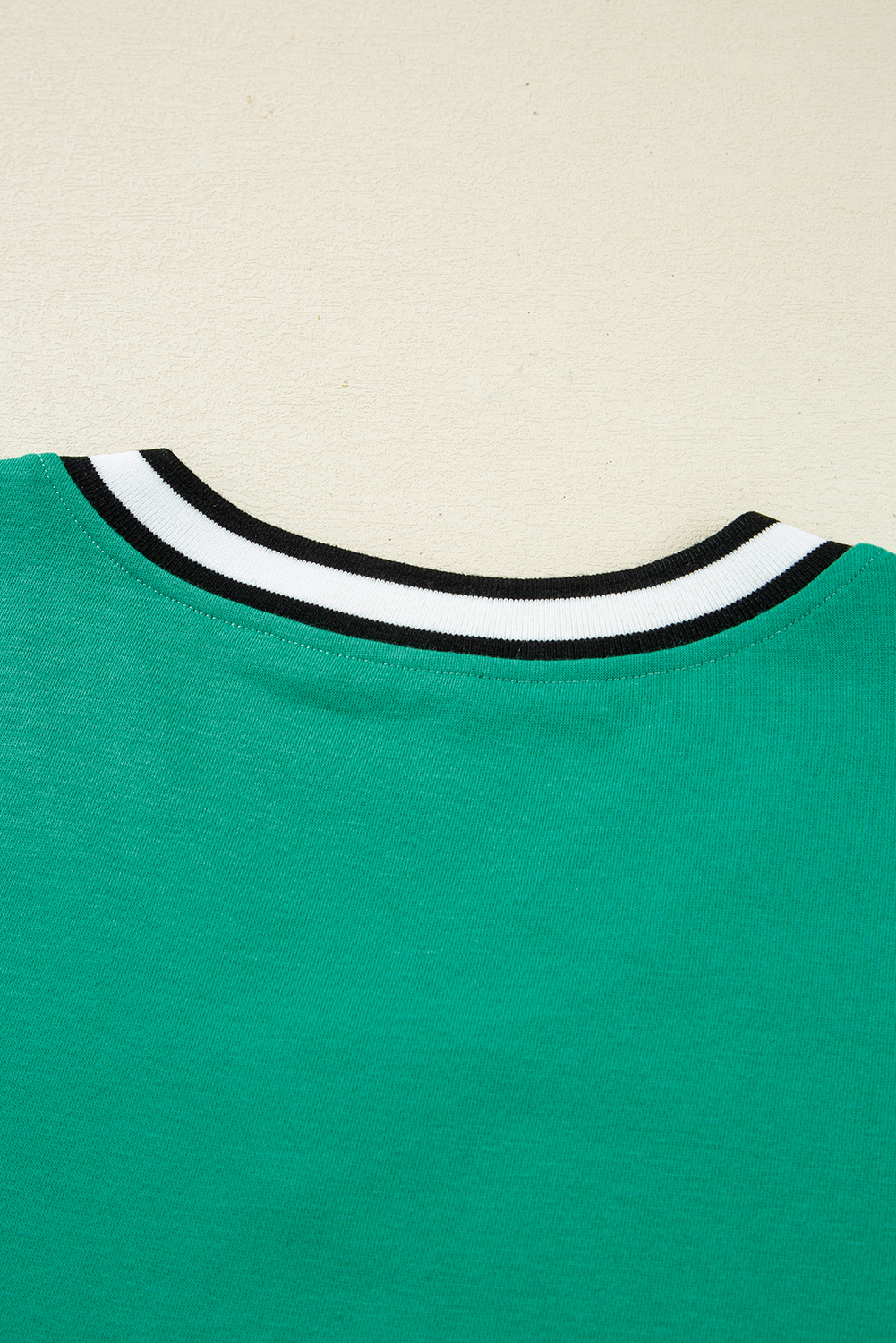 Mint Green Varsity Contrast Striped V Neck Long Sleeve T Shirt Dress with Pockets - loveforevers