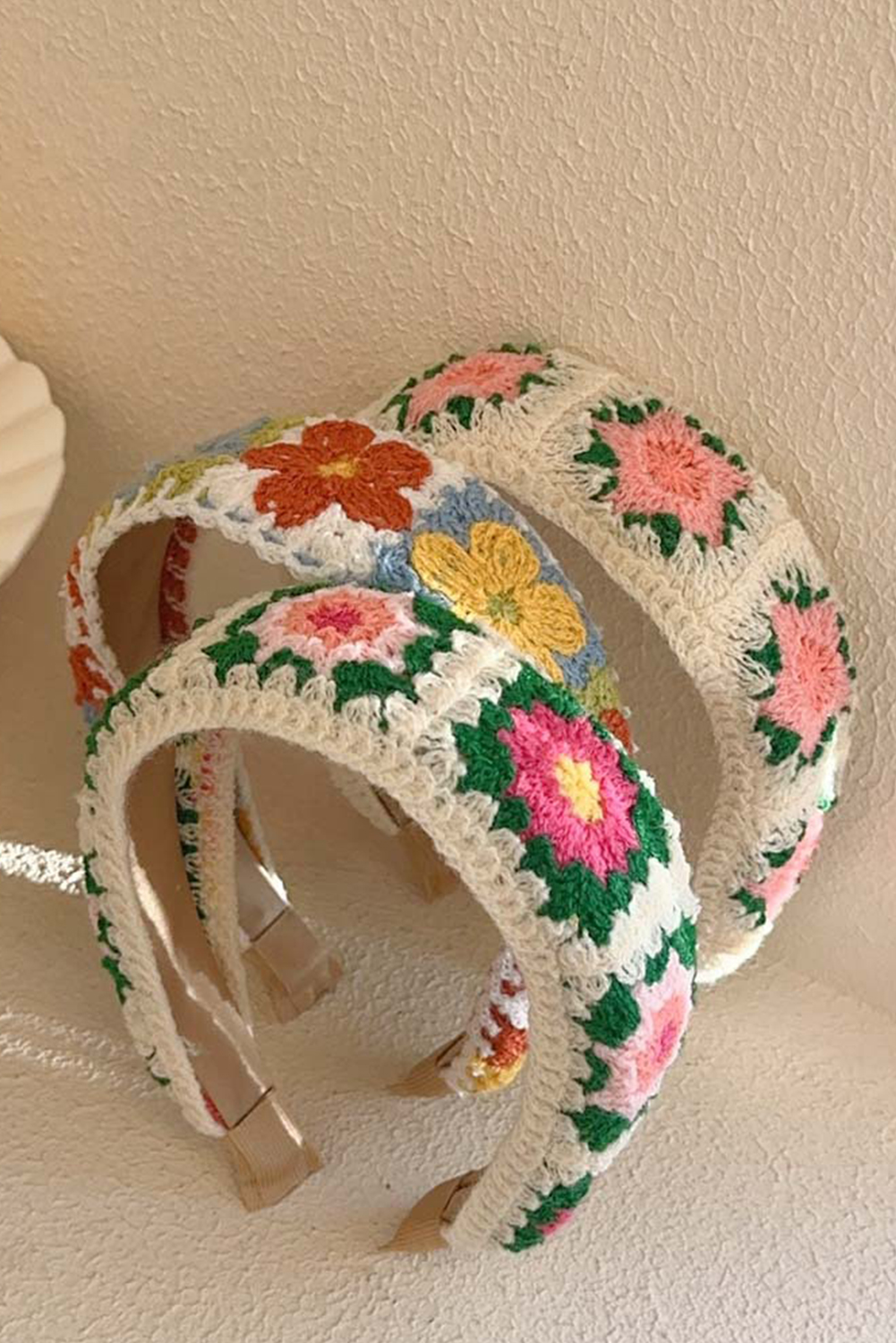 White Boho Flower Crochet Cloth Wide Headband - loveforevers