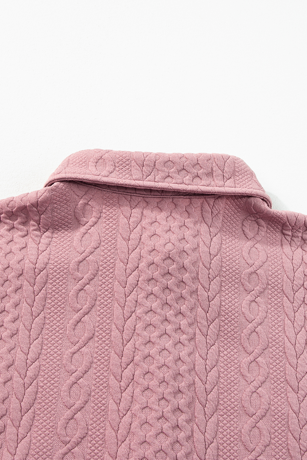 Sepia Rose Cable Texture Puff Sleeve Loose Shacket - loveforevers
