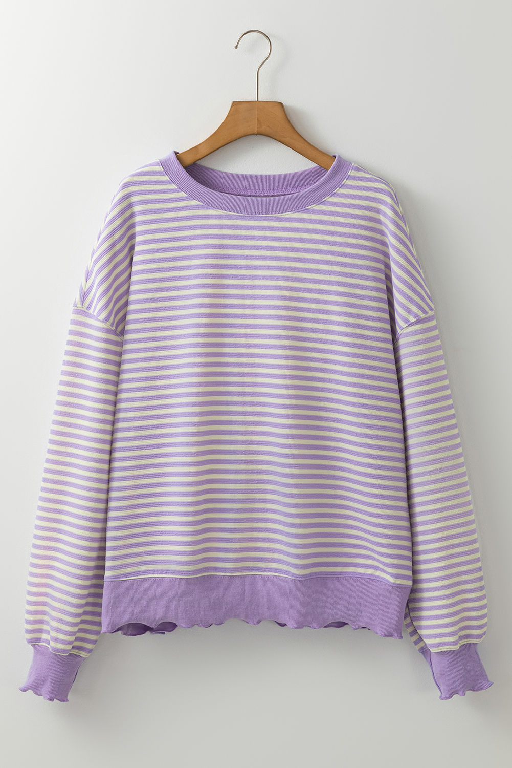 Pink Stripe Loose Drop Shoulder Long Sleeve Top - loveforevers