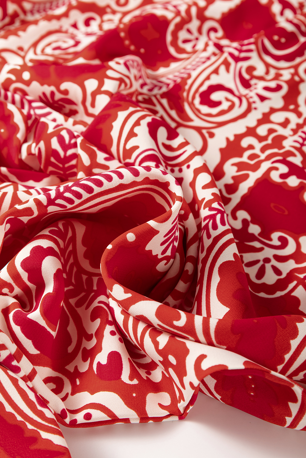 Red Paisley Printed Buttoned High Waist Straight Leg Pants - loveforevers