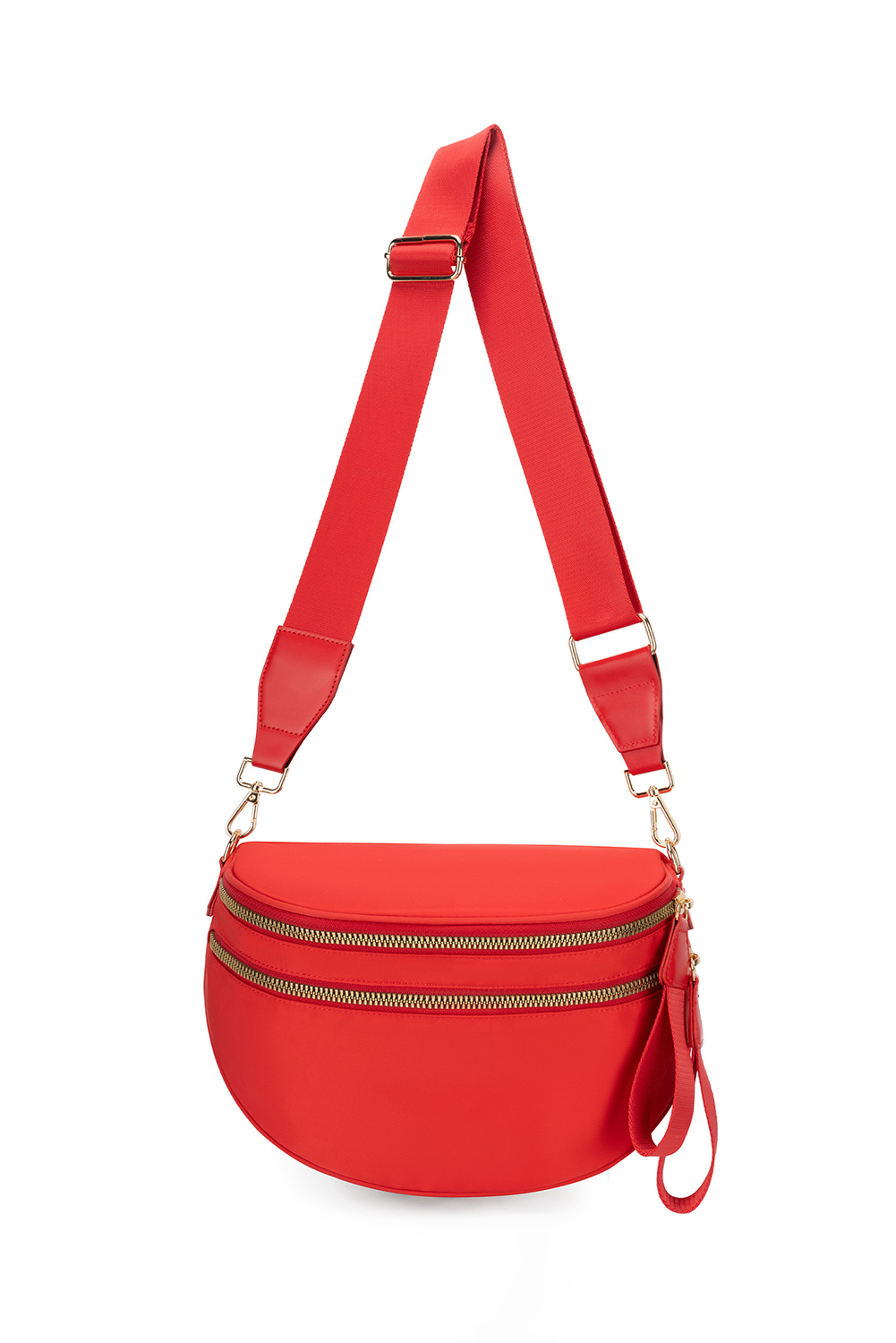 Jungle Green Double Zip Crescent Shape Adjustable Sling Bag - loveforevers