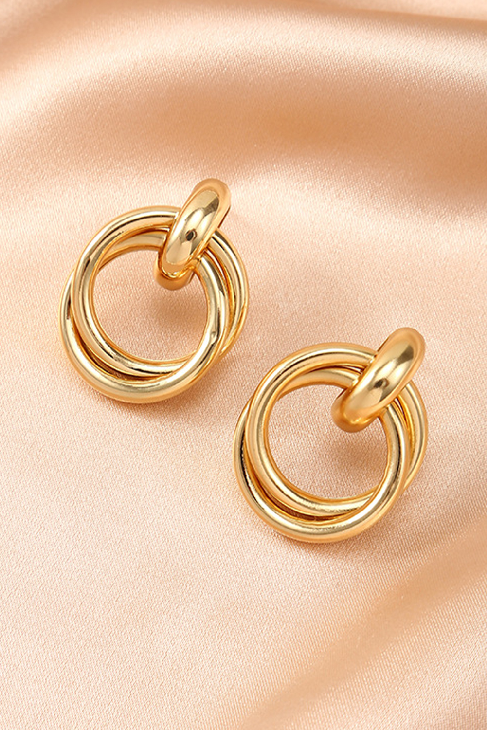 Gold Circles Plated Alloy Stud Earrings - loveforevers
