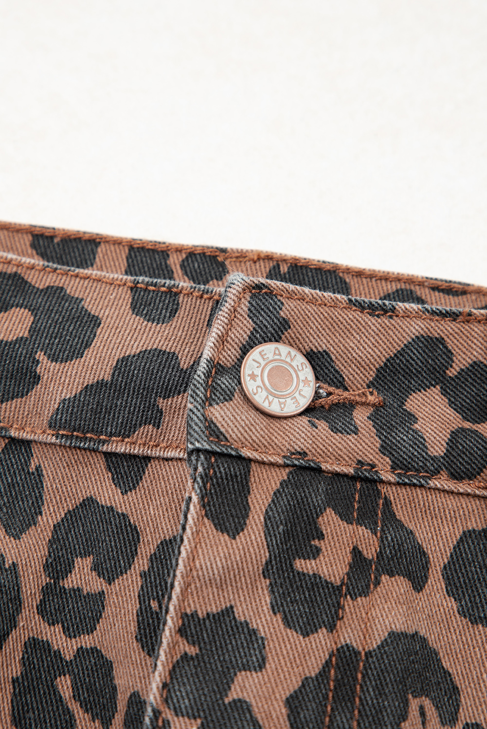 Brown Leopard Denim Frayed Split Denim Midi Skirt - loveforevers