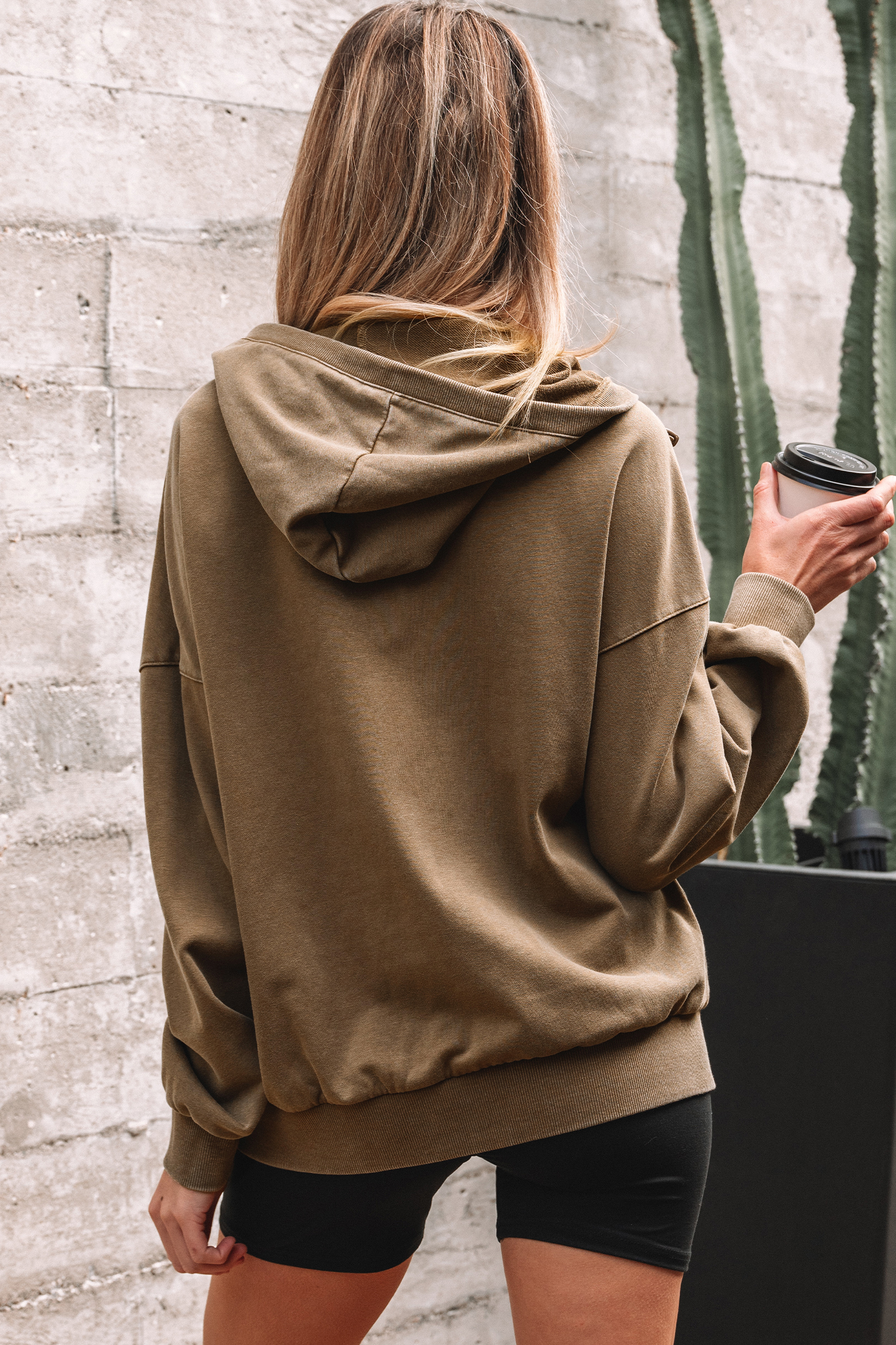 Canton Half Zip Kangaroo Pocket Mineral Wash Baggy Hoodie - loveforevers