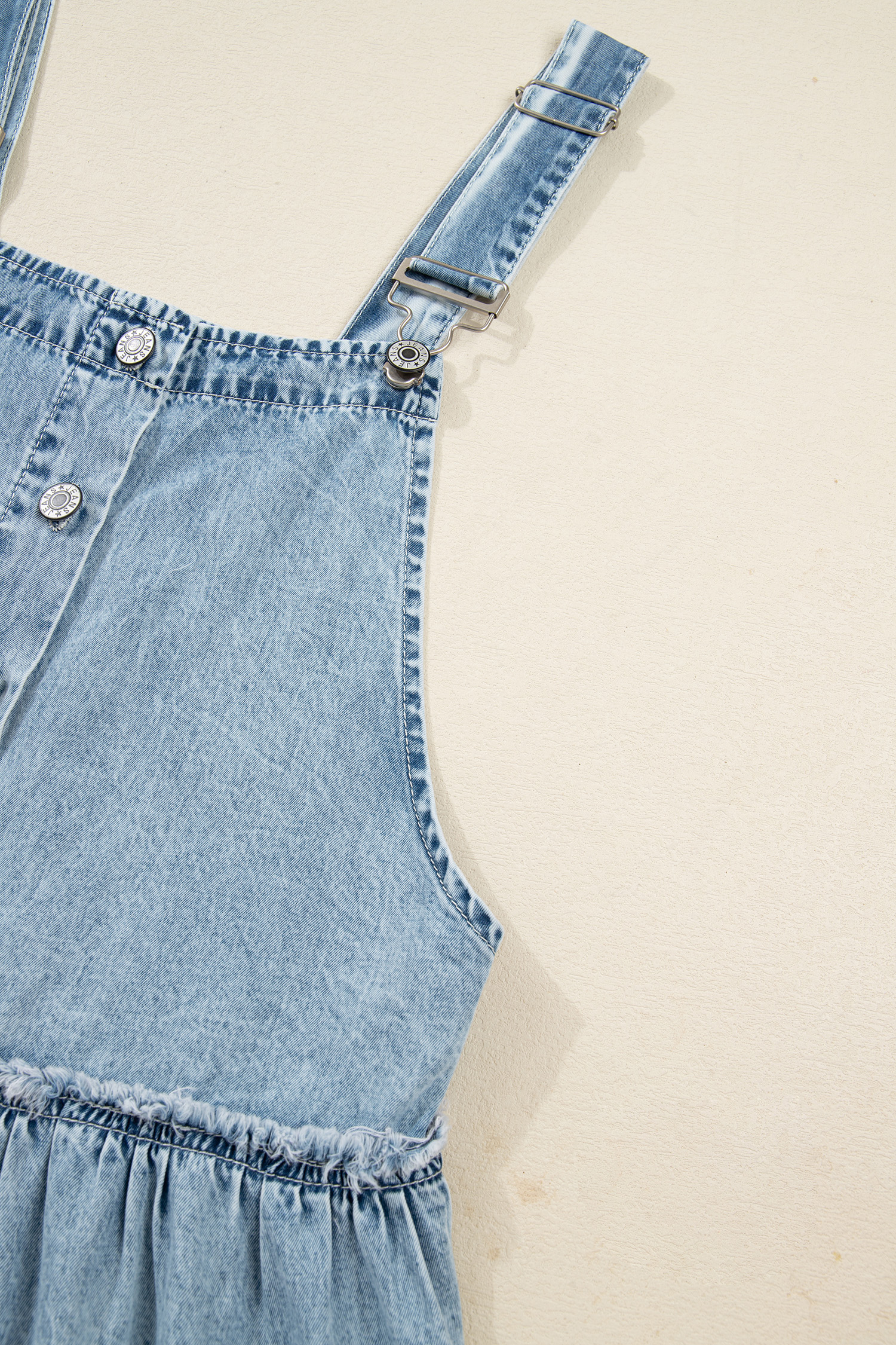 Dusk Blue Light Wash Tiered Flowy Overall Denim Dress - loveforevers