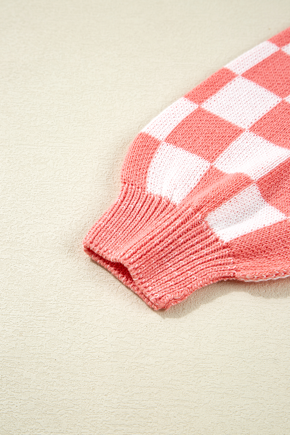 Pink Candycane Snowflake Checker Christmas Holiday Drop Shoulder Tunic Loose Sweater - loveforevers