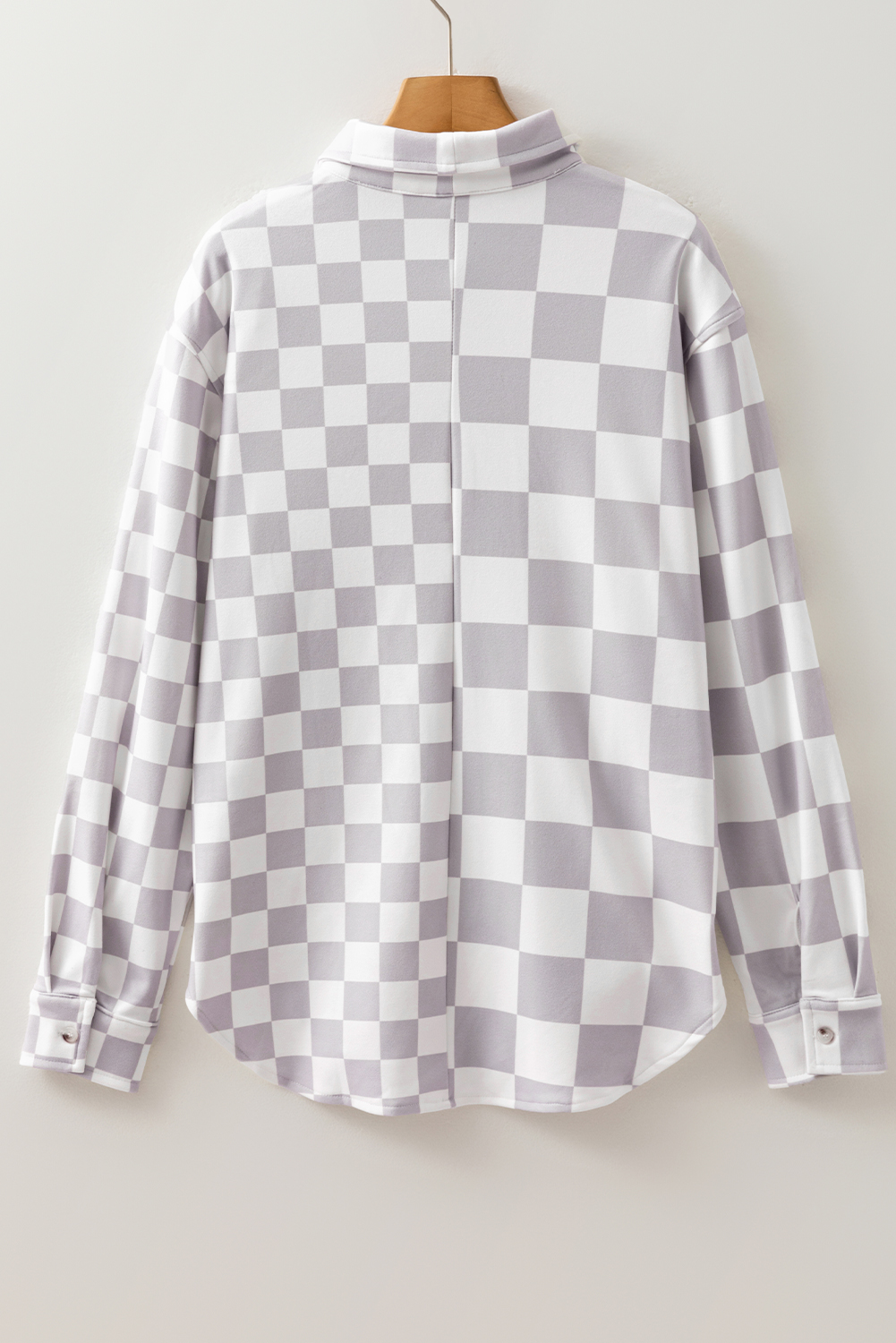 Khaki Checkerboard Flap Pocket Button Front Shacket - loveforevers