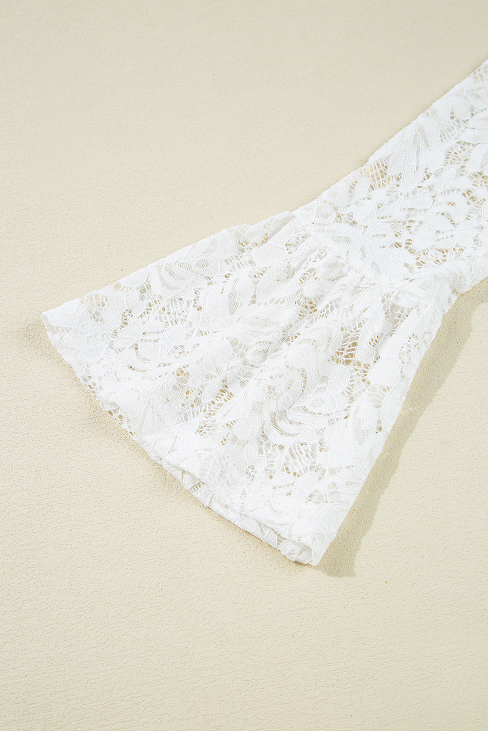White Lace Crochet Bell Sleeve Mock Neck Blouse - loveforevers