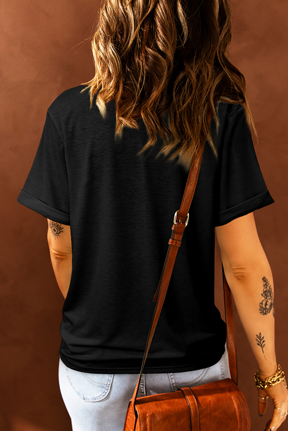 Black Sequined Thankful Round Neck Graphic Tee - loveforevers