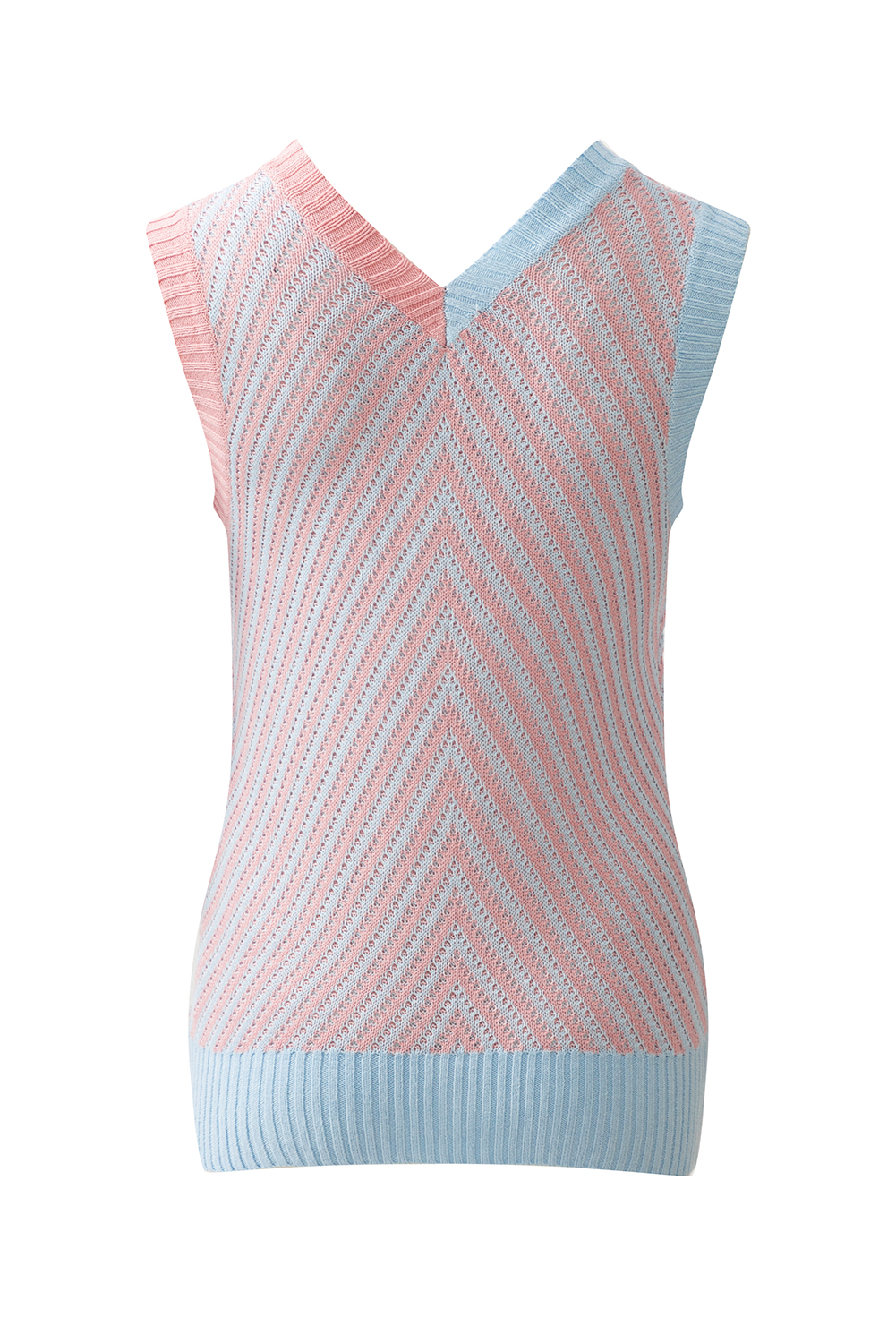 Black Contrast Chevron Knit V Neck Sweater Vest - loveforevers
